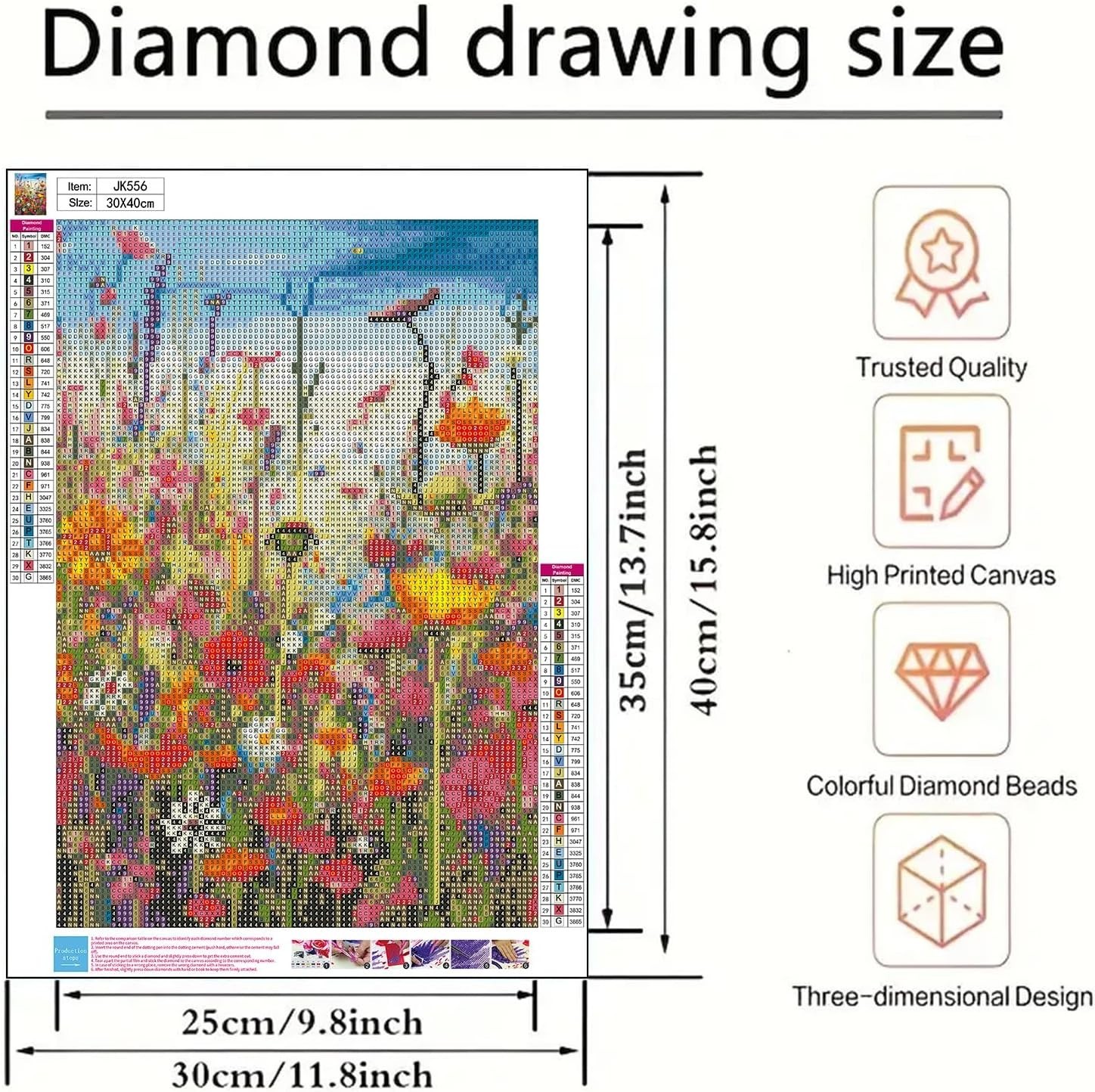 Diamond Art Painting Kits for Adults, Sea of Flowers 5D Diamond Painting Dots…