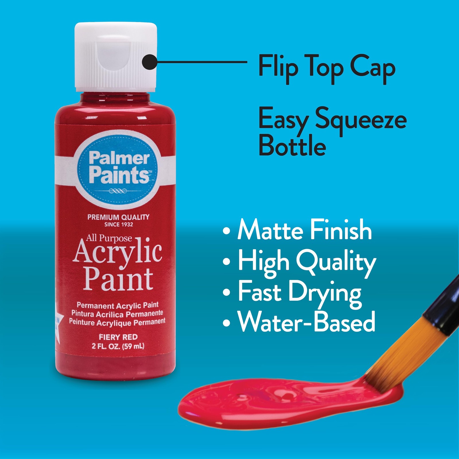Palmer 2oz 16 Color Acrylic Paint Set, 32 Fl Oz (Pack of 1), Multicolor