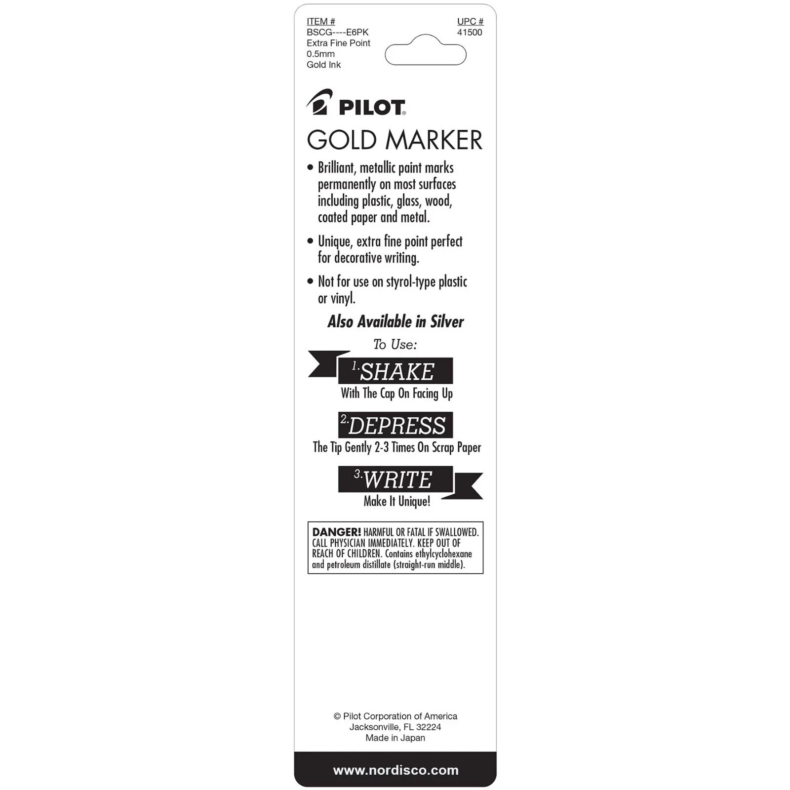 Pilot Gold Paint Marker 41500 0.5mm Extra Fine Point