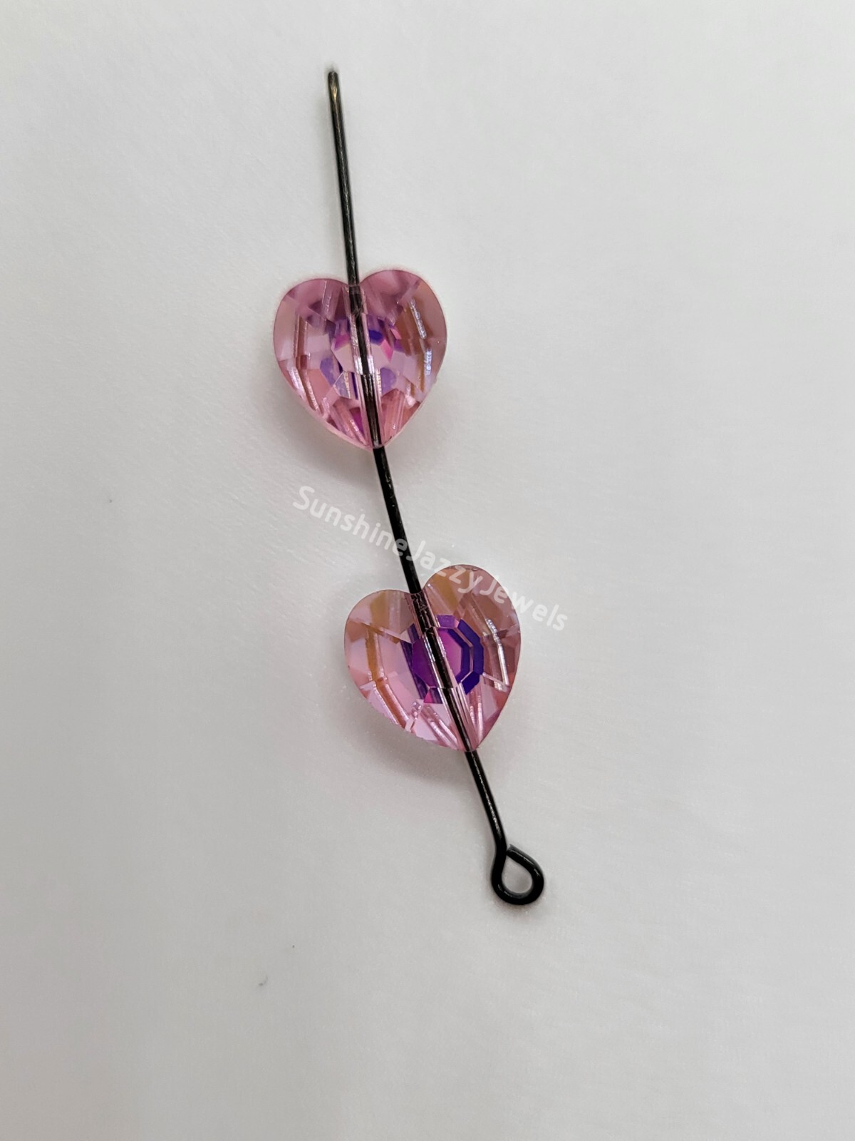 6pc Swarovski Crystal Light Rose AB Heart 5131 Beads; 8mm or 10mm; Vintage!