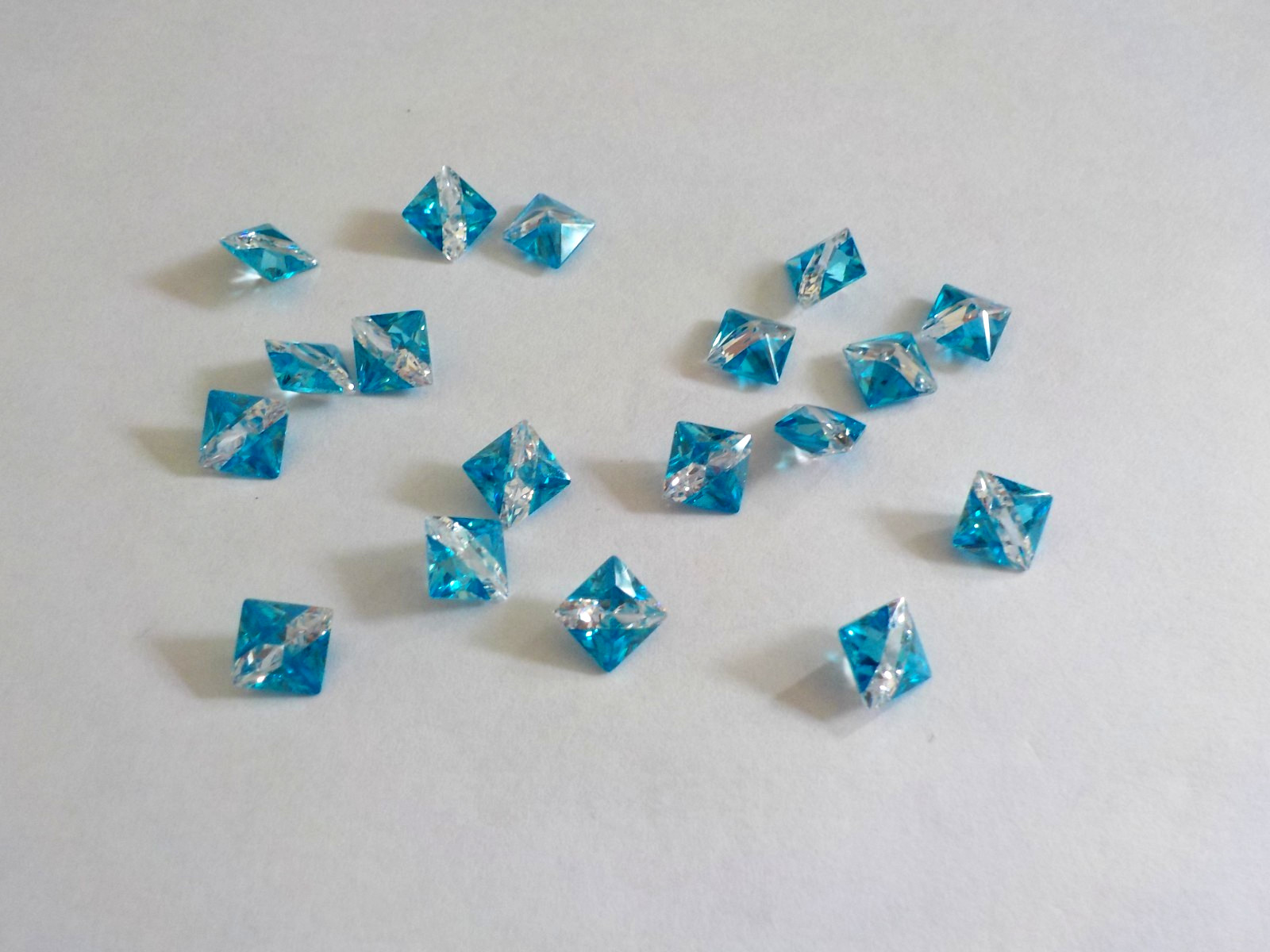 Square 6mm Clear Blue No Hole Stone Cubic Zirconia (12 Loose) Jewelry Making