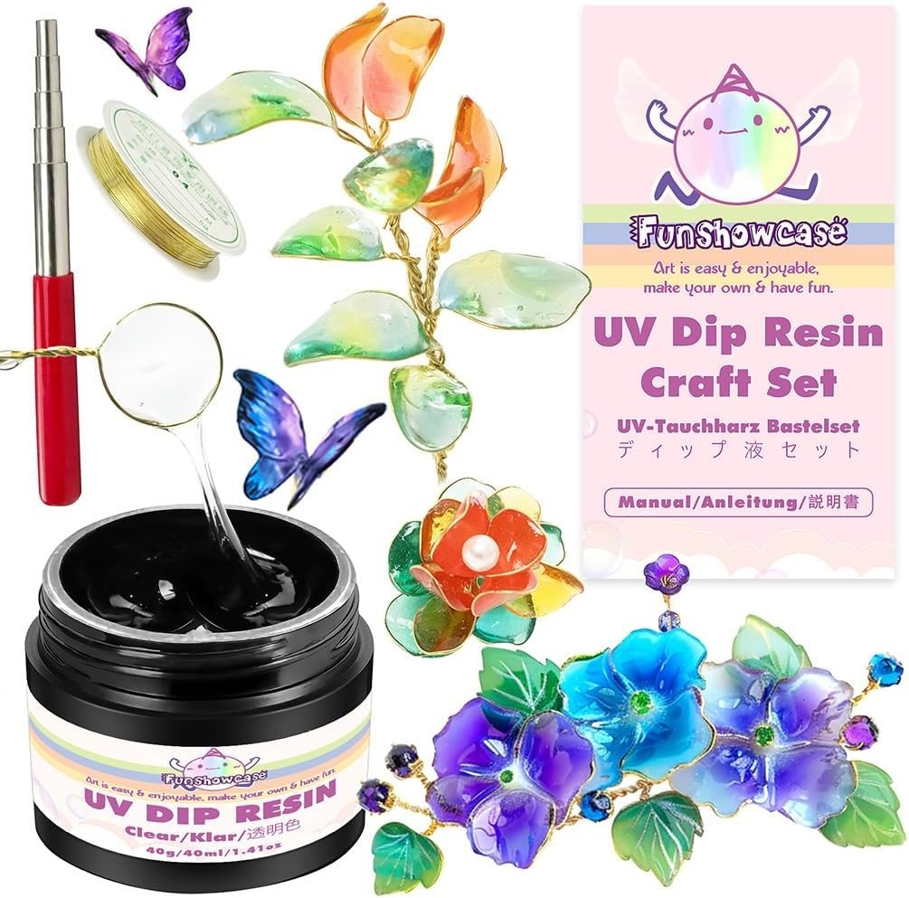UV Dip Resin for Wire Shapes, Wire Art Low Odor Handmade Set, Transparent UV …