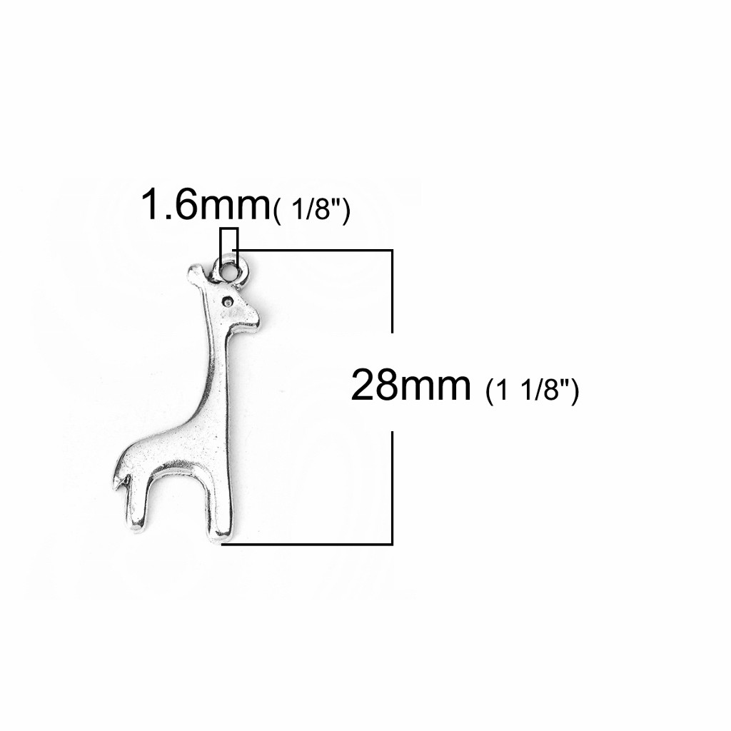 Giraffe Charms 28mm Antiqued Silver Plated Pendants C1420 – 5, 10 or 20PCs