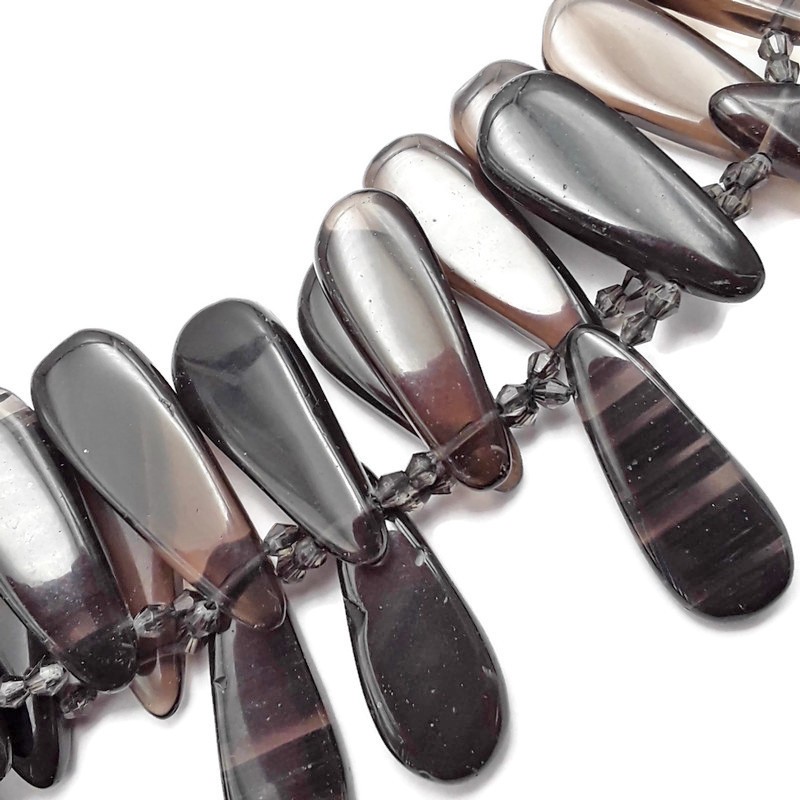 Smoky Quartz Graduated Smooth Teardrop Beads Approx 30-40mm 15.5″ Strand
