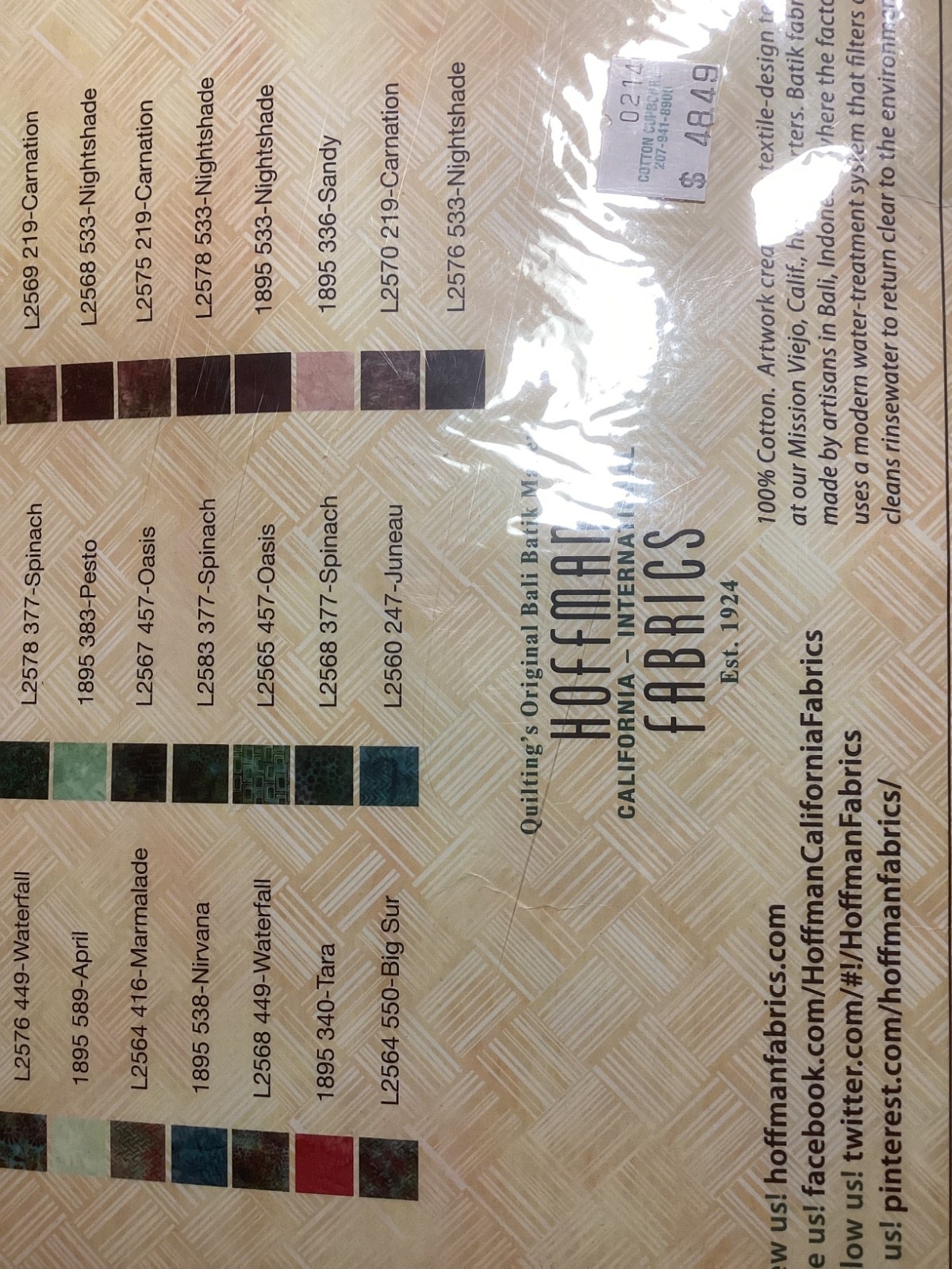 Hoffman Fabrics Bali Crackers, #BC-560-Tidepool, 40 pre-cuts 10×10, handpainted