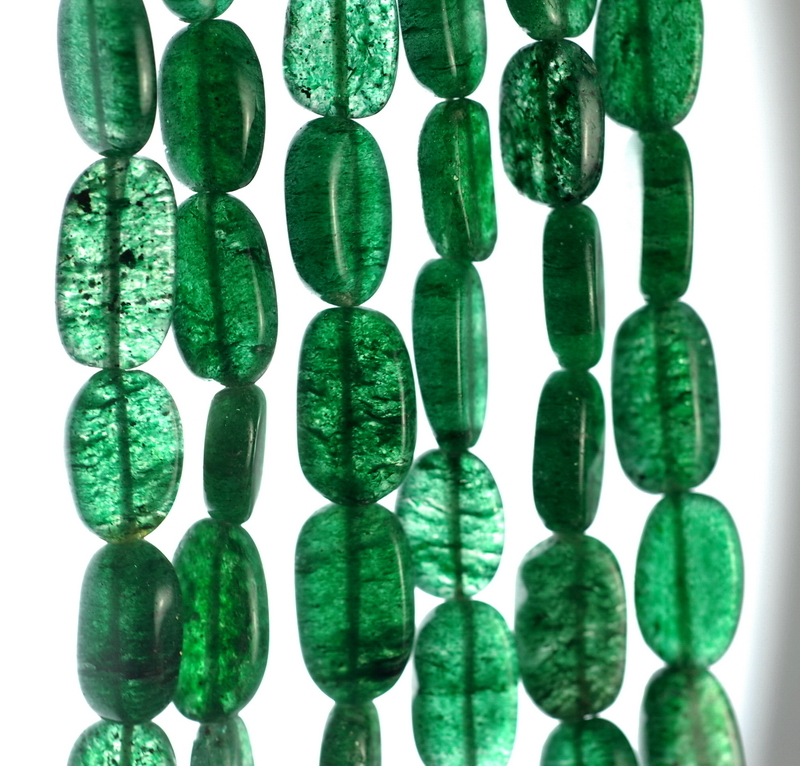 10X7-14X7MM GREEN MOSS AVENTURINE GEMSTONE PEBBLE NUGGET LOOSE BEADS 13-14inch