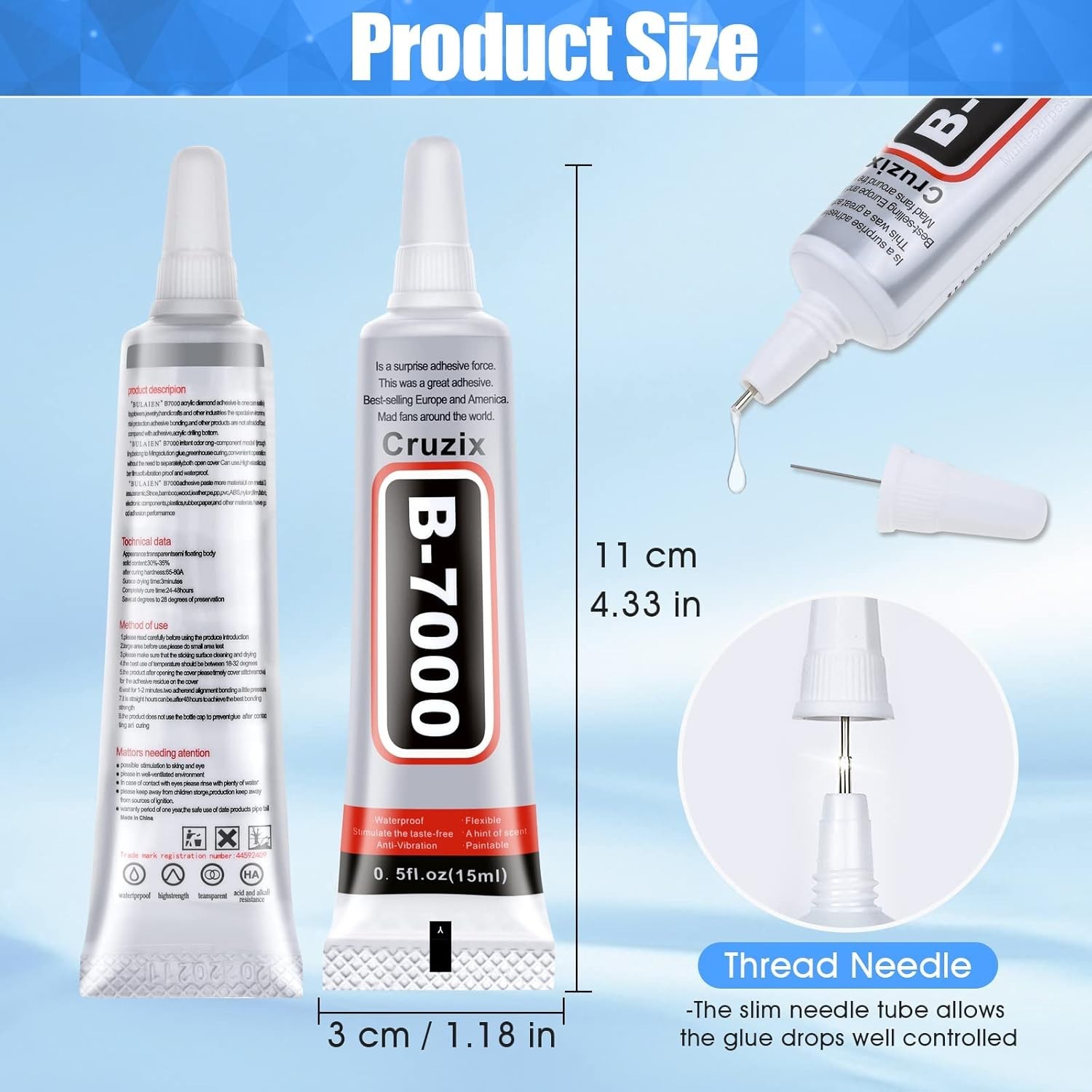 B-7000 Glue Clear for Rhinestone Crafts, Jewelry and Bead Adhesive B7000 Semi Fl