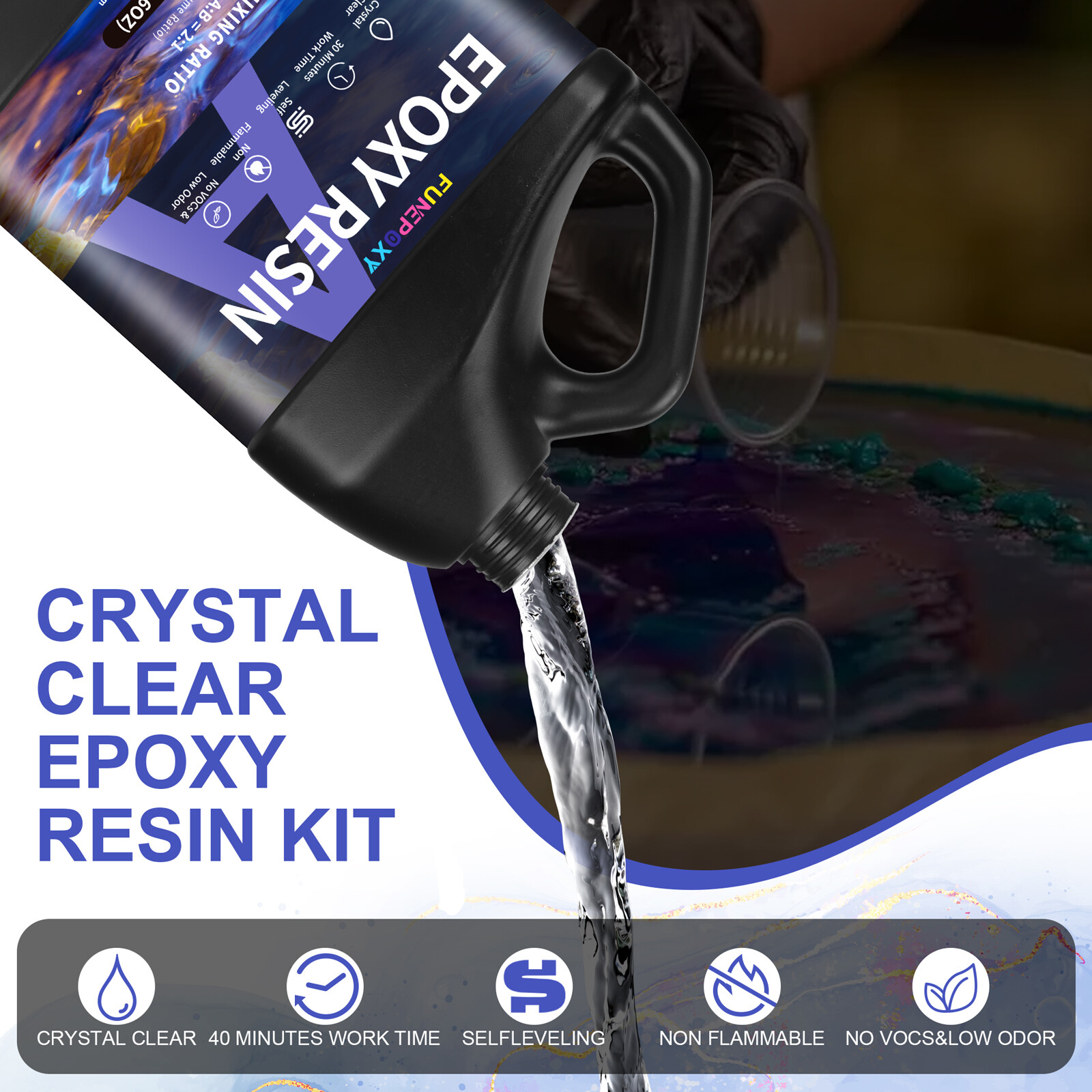 3 Gallon Deep Pour Epoxy Resin 2:1 Mix 2–4 Inch River Table Casting