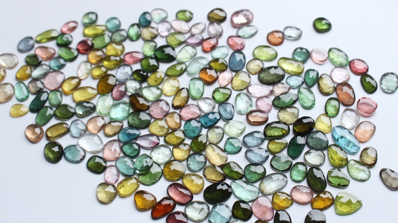 AAA+++ Tourmaline Gemstone Natural Multi Tourmaline Rose Cut Faceted Loose Cabs
