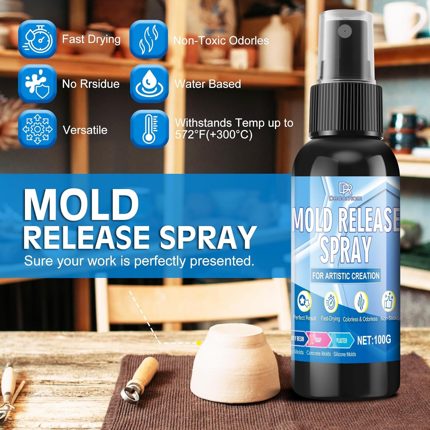 Silicone Mold Release Spray Water Based Fast Drying Odorless Non-Stick 7 fl oz