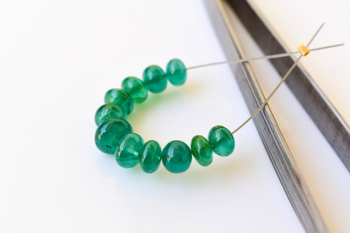 AAA 11 Pcs Natural Premium Fine Zambian Emerald Beads Rondelle Round Beads 6-8mm