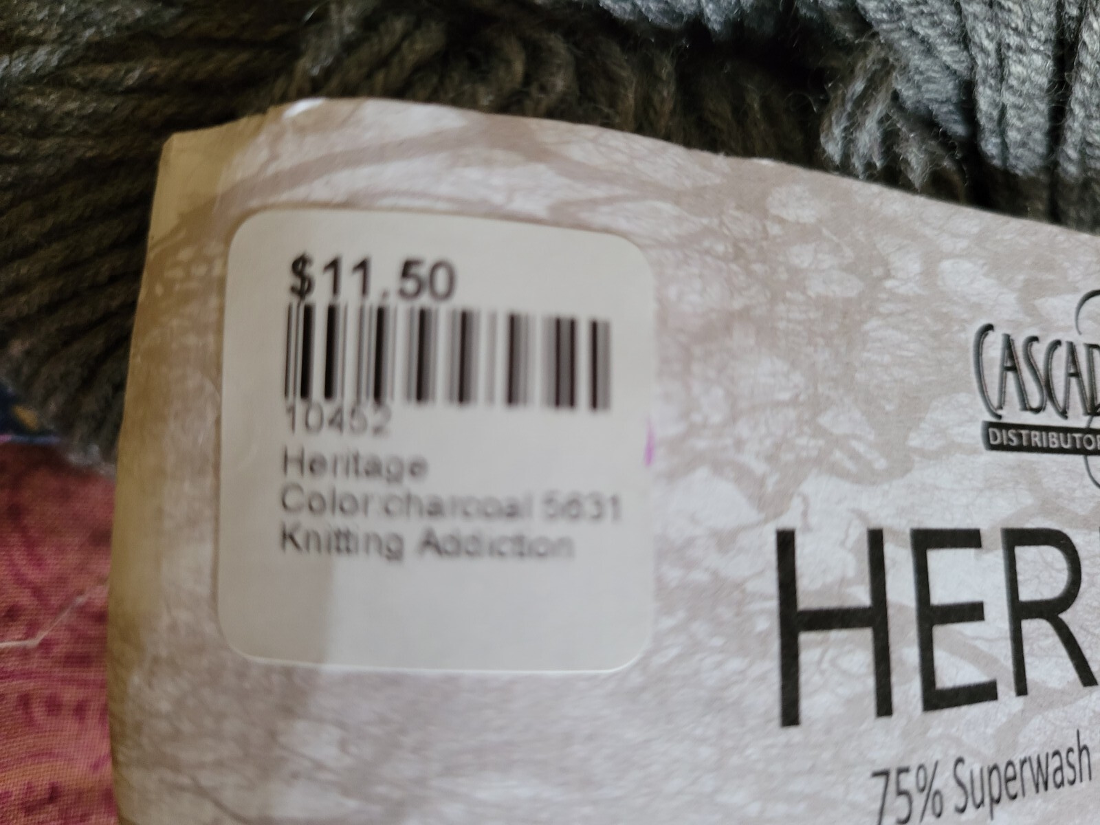 New Cascade Fine Sock Yarns 1 Hank Heritage Merino Super wash Charcoal #5631