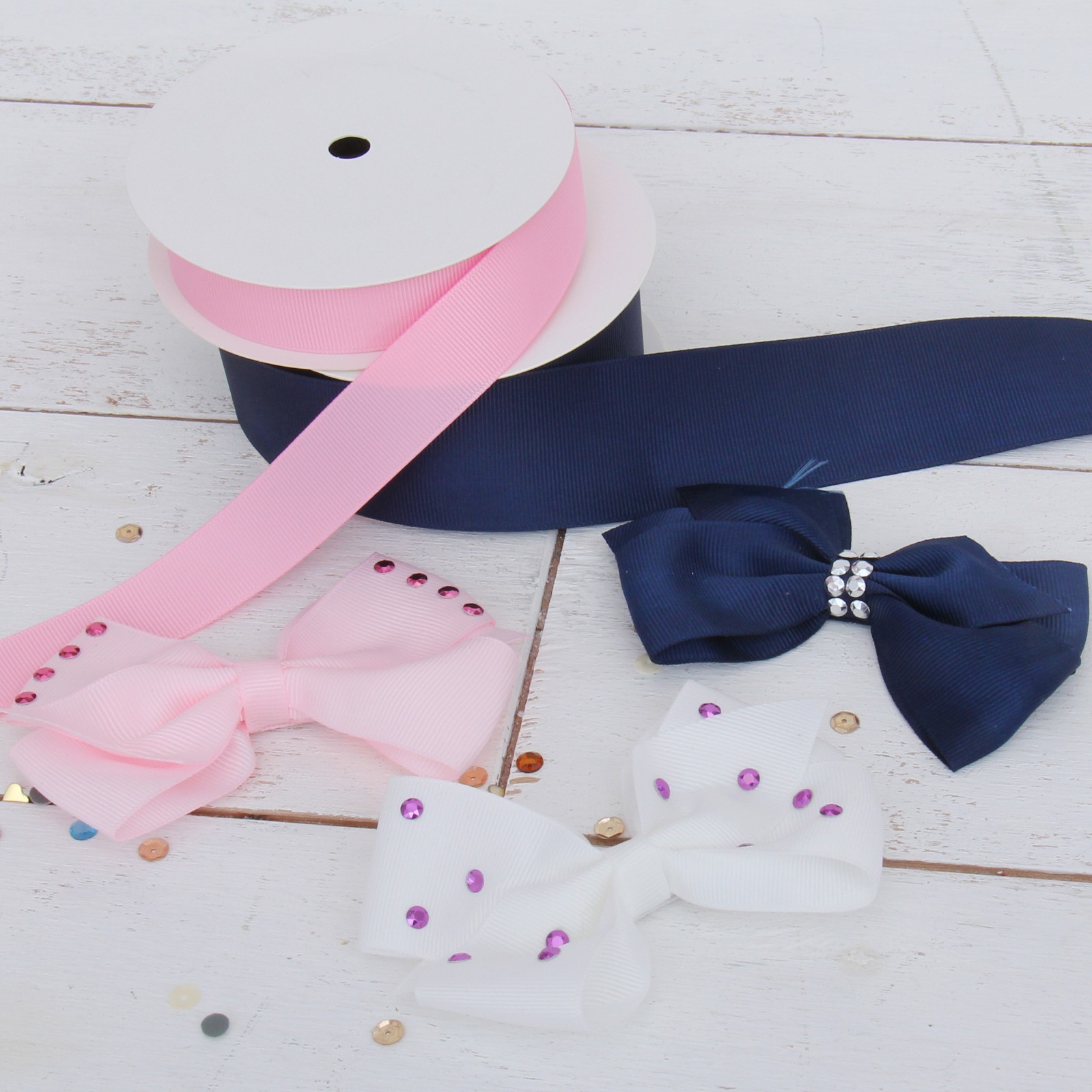 Grosgrain Ribbon 3/8″,7/8″,1 1/2″,2 1/4″ widths 10 yd rolls 25 colors