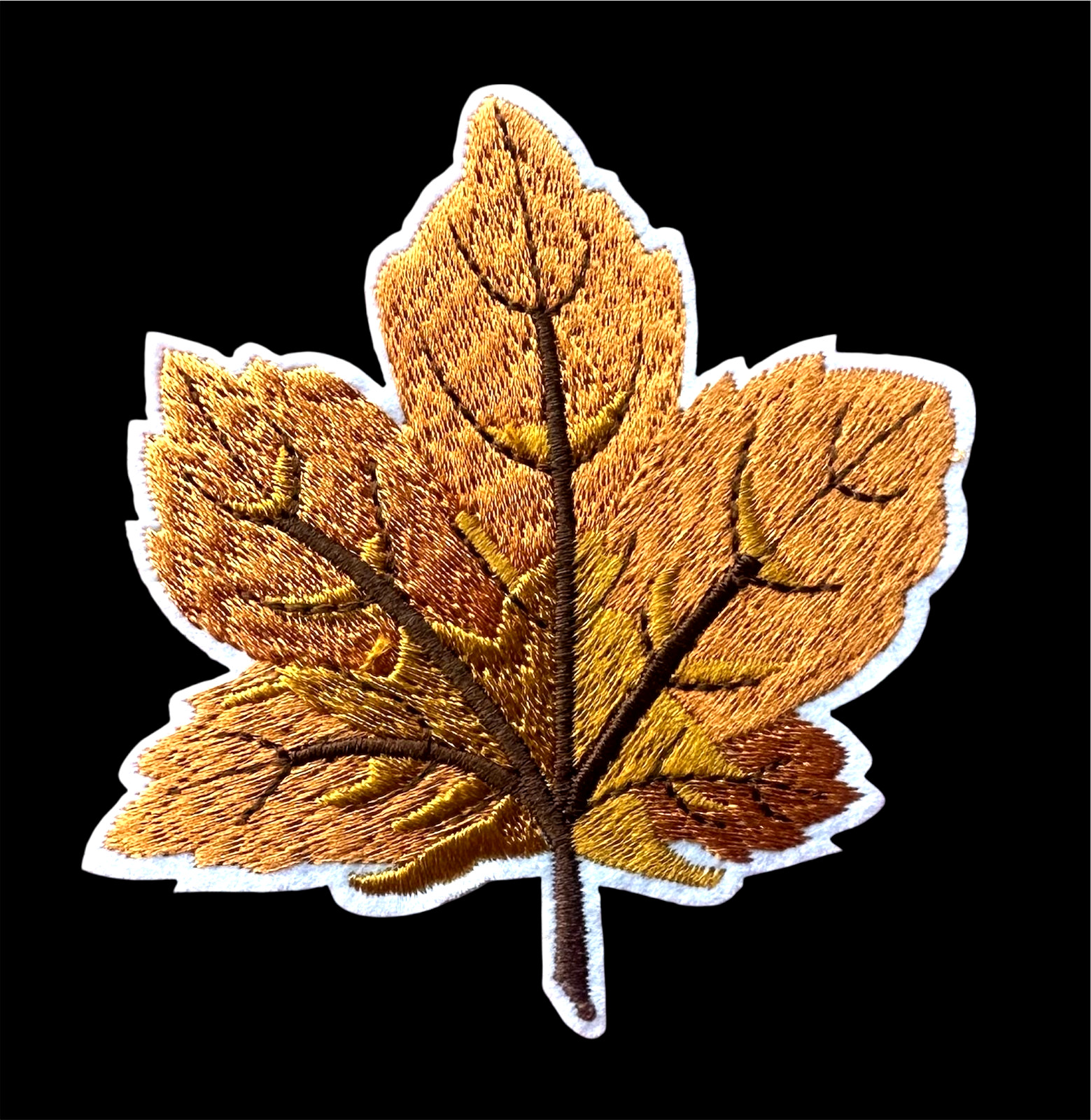 Leaf Embroidered iron on Patch brown color 3+ 1/2 x 3 +1/2 inch FREE SHIPPING