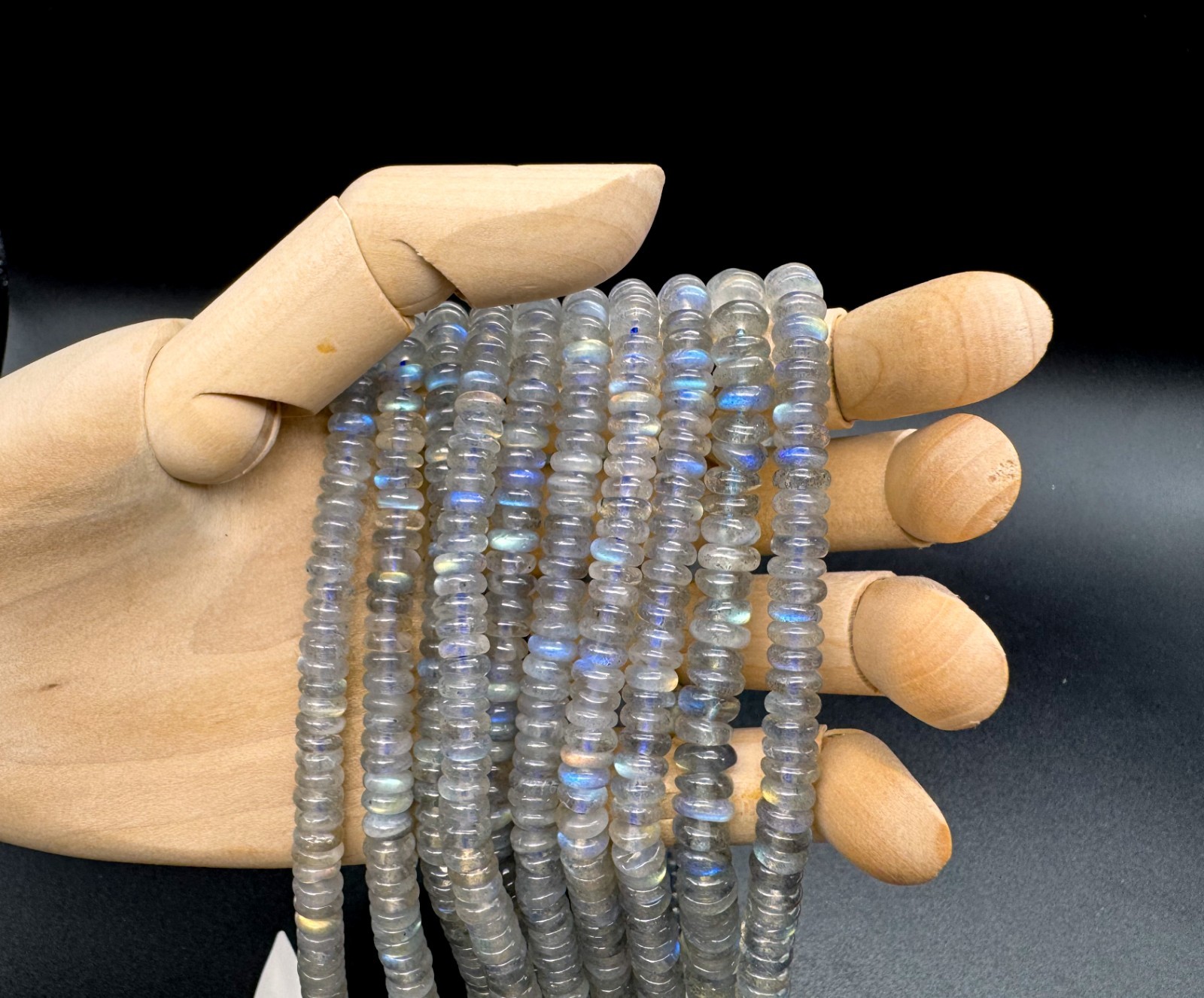Natural Flashy Rainbow Gray Labradorite 6mm Rondelle Gemstone Beads RD18
