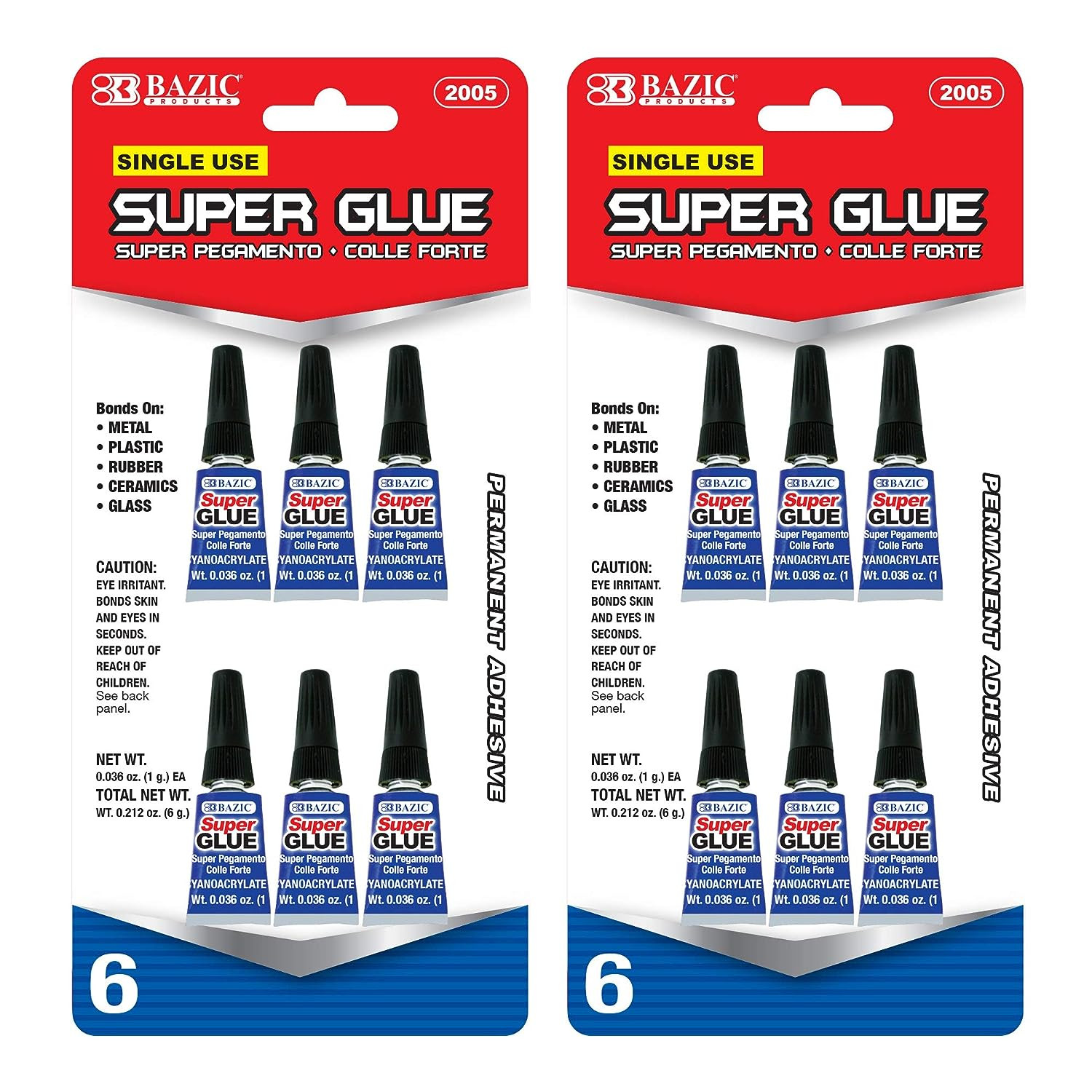 2 Pack Single Use Super Glue 1g Mini Small Tube Clear Adhesive Liquid Bonding