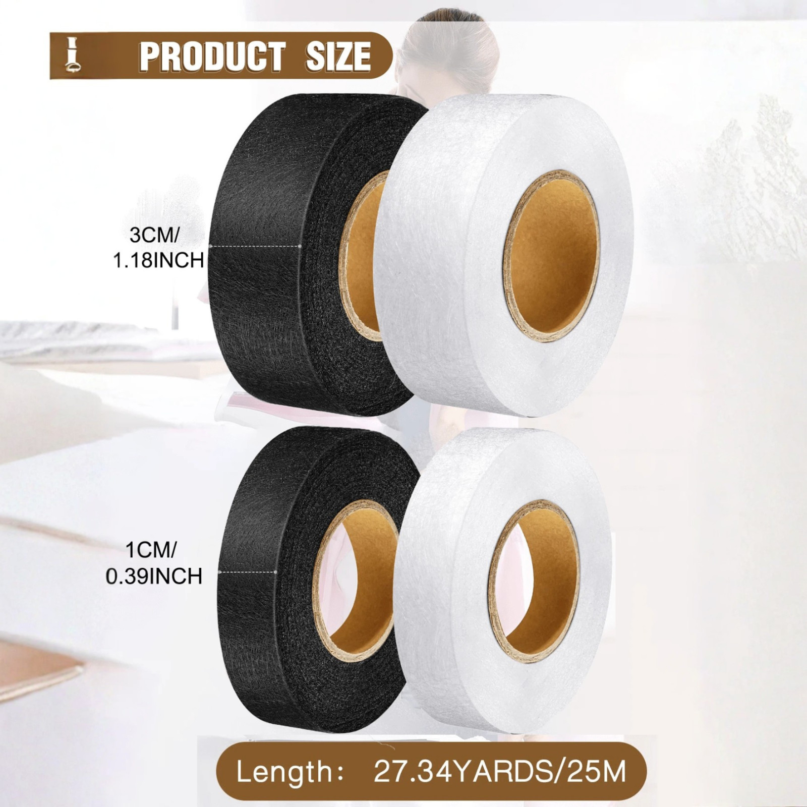 2pcs Self-Adhesive Iron-On Hemming Tape Fabric Fusing Tapes Clothing Repair US