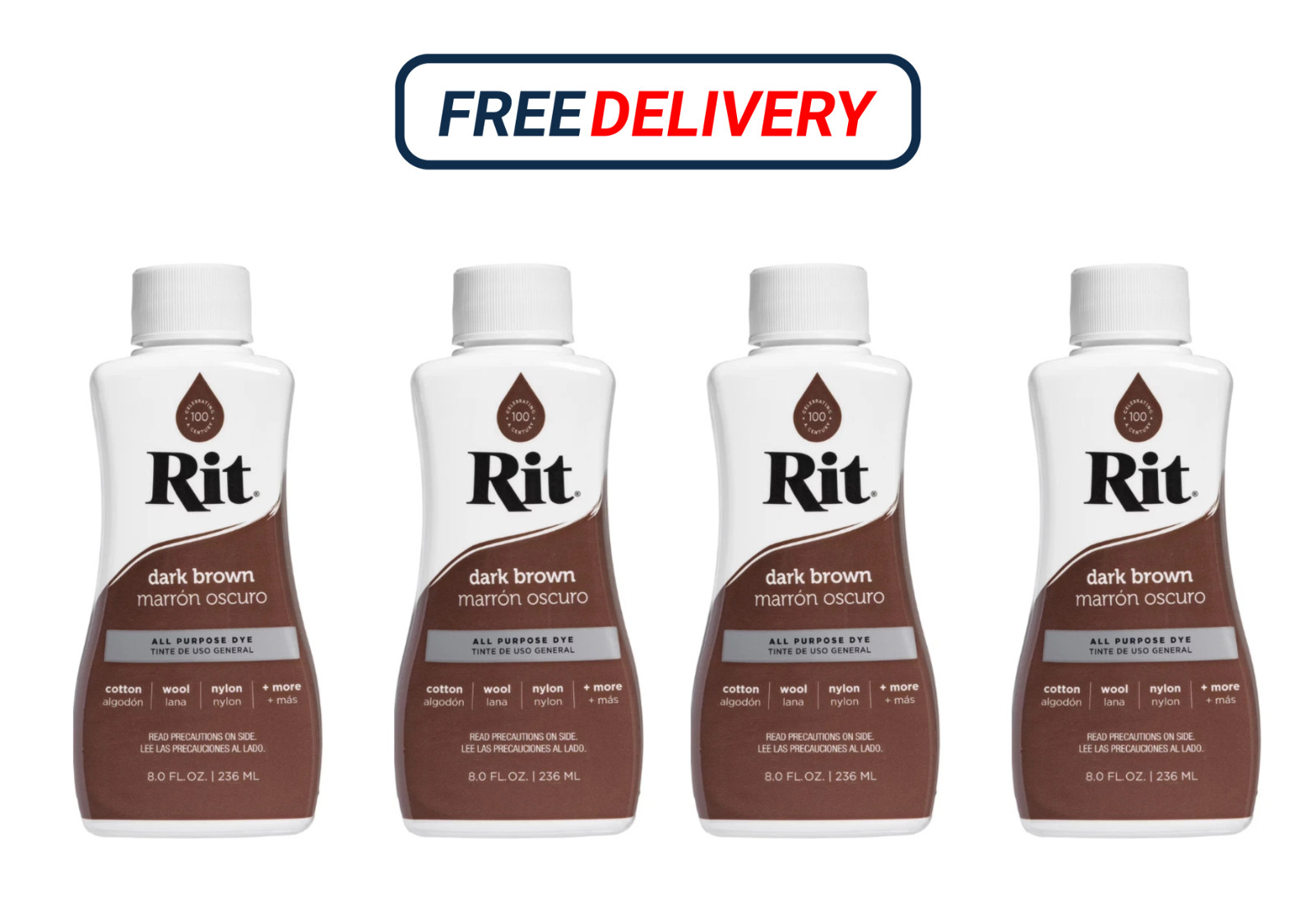 4 Pack Rit Dark Brown Liquid Fabric Dye 8 oz All Purpose Dye