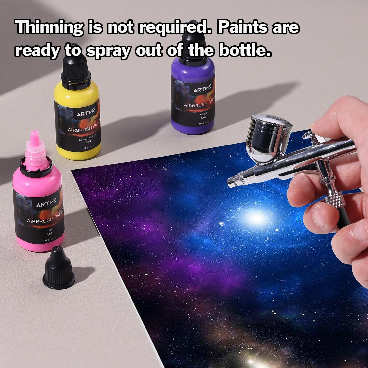 24 Colors Airbrush Paint Set Include Metallic and Neon Colors, Opaque & Water Ba