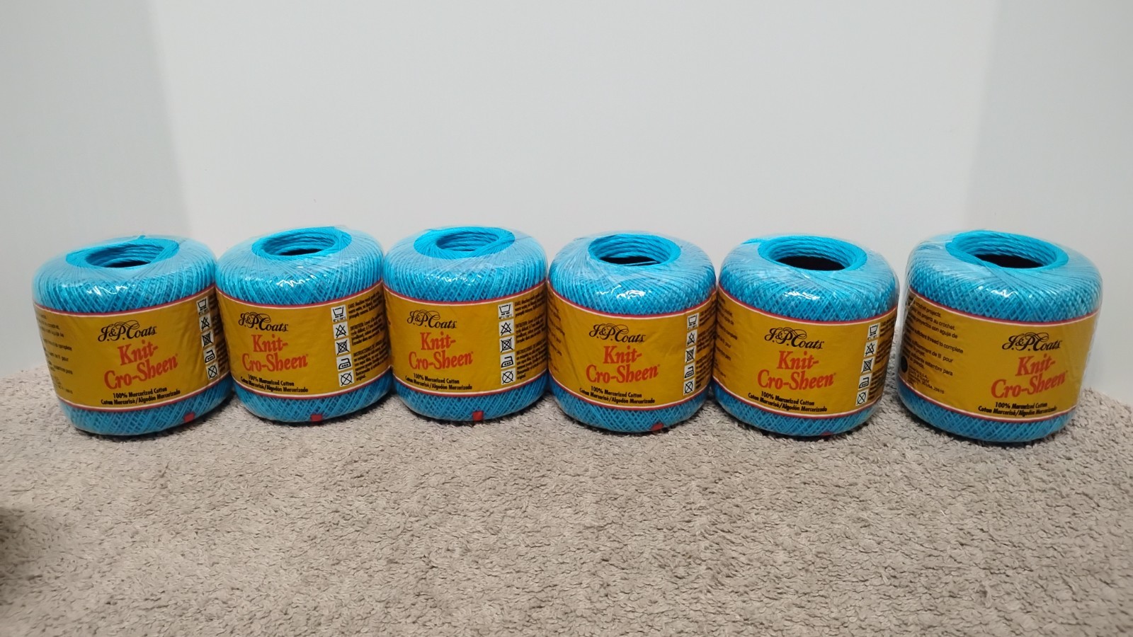 6 J&P COATS KNIT-CRO-SHEEN 132A Parakeet Color Mercerized Cotton Size 10.