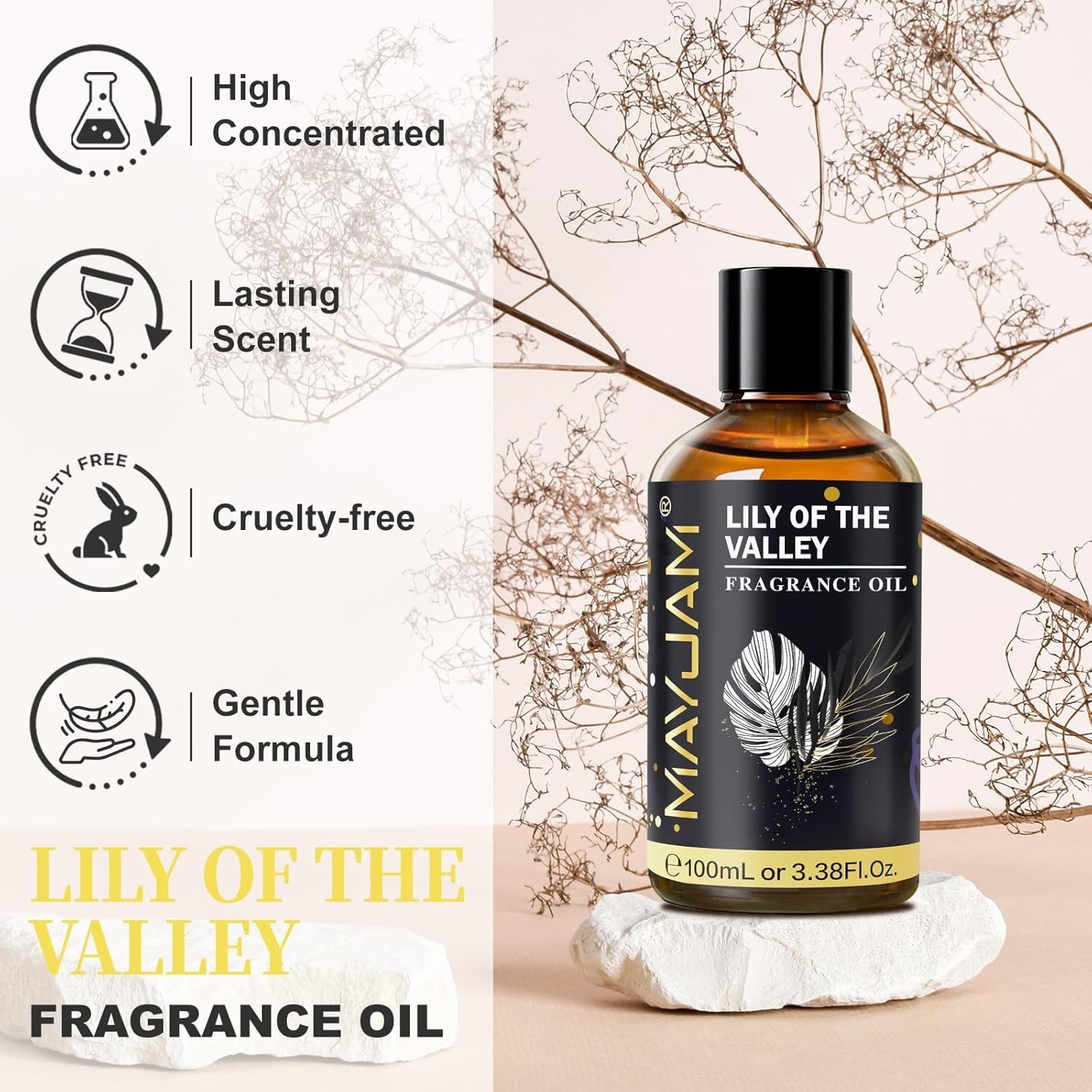Lily of the Valley Fragrance Oil, MAYJAM 3.38FL.OZ Essential Oils for Diffusers