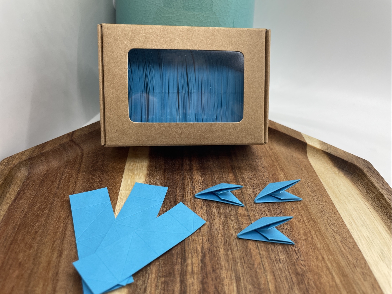 250 PC Blue Handmade 3D Origami Triangle Creased Paper Size 1/32