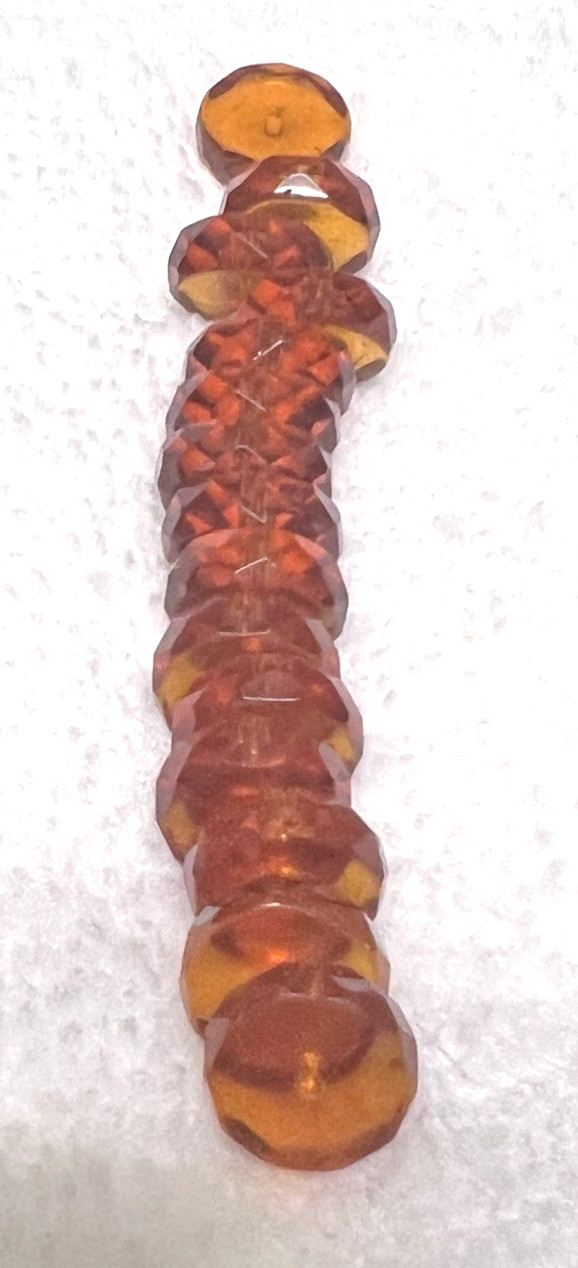 15 Vintage Amber Glass Bead Sliced 1/2 W 3/8 T Spacer Beads