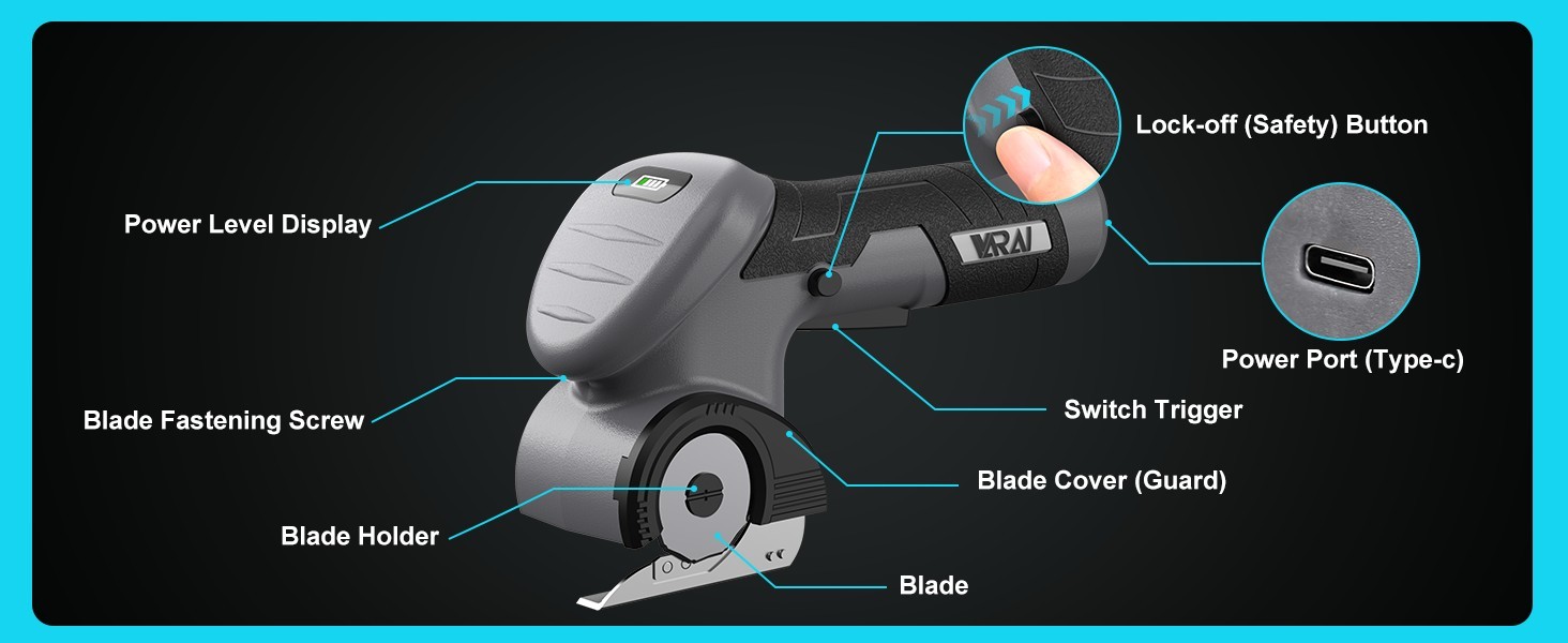 Cordless Electric Scissors, 4V Cardboard Cutter,Box Cutter Fabric Scissor Cutter