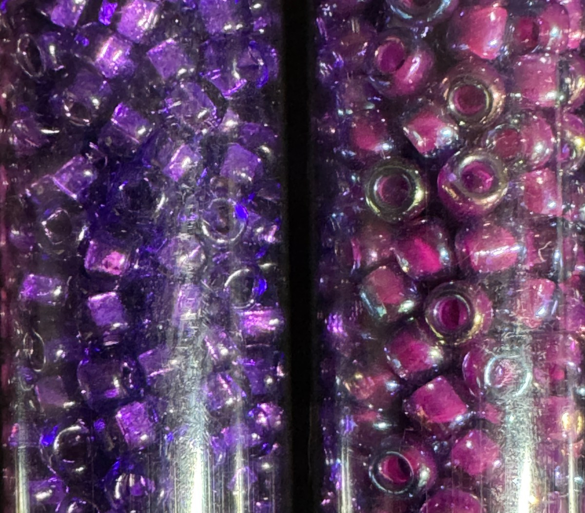 Glass Seed Bead Lot 30 Tubes – Purple, Pink, Magenta & Red – Different Sizes NOS