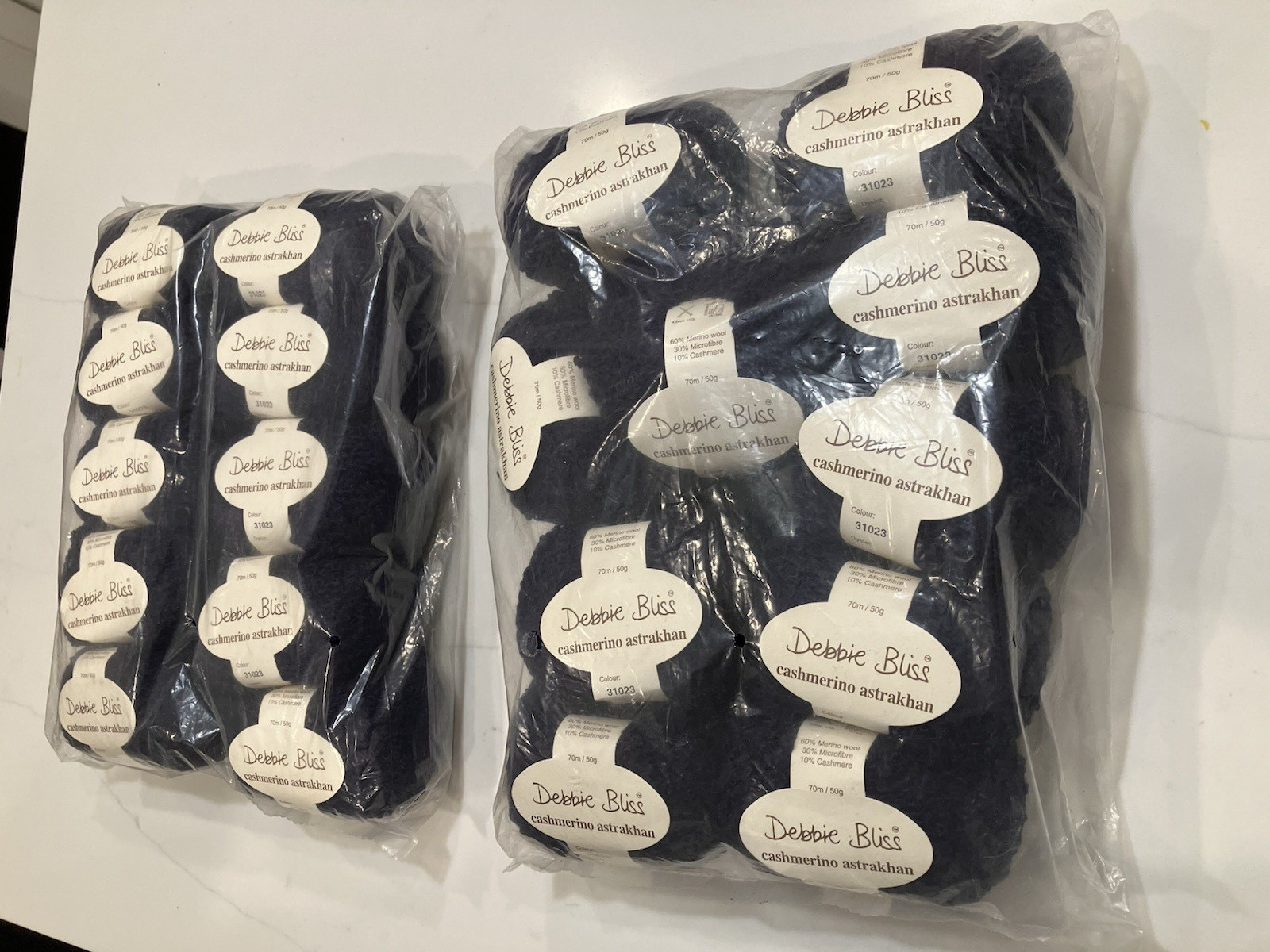 21 Skeins Luxury Debbie Bliss Cashmerino Astrakhan Yarn Navy Blue 31023