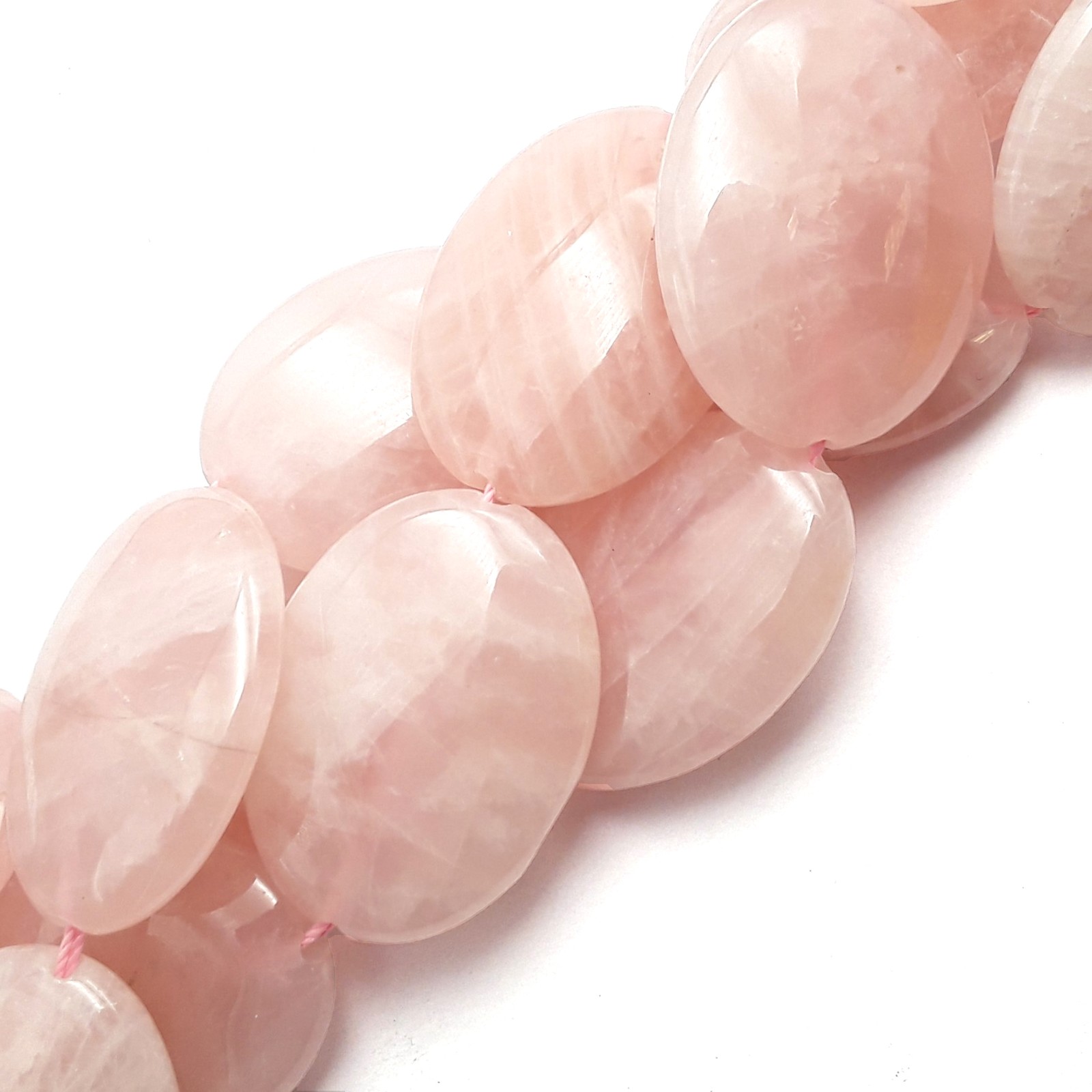 Rose Quartz Smooth Large Oval Beads 30x40mm 15.5″ Strand