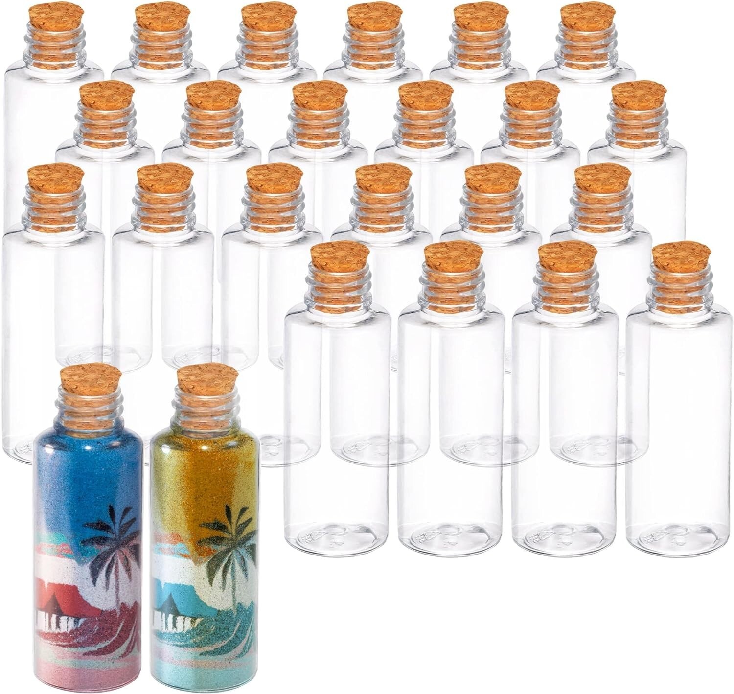 Arts & Crafts Mini Jars Set – Clear 2 oz Bottles with Cork Stoppers, Pack of 24