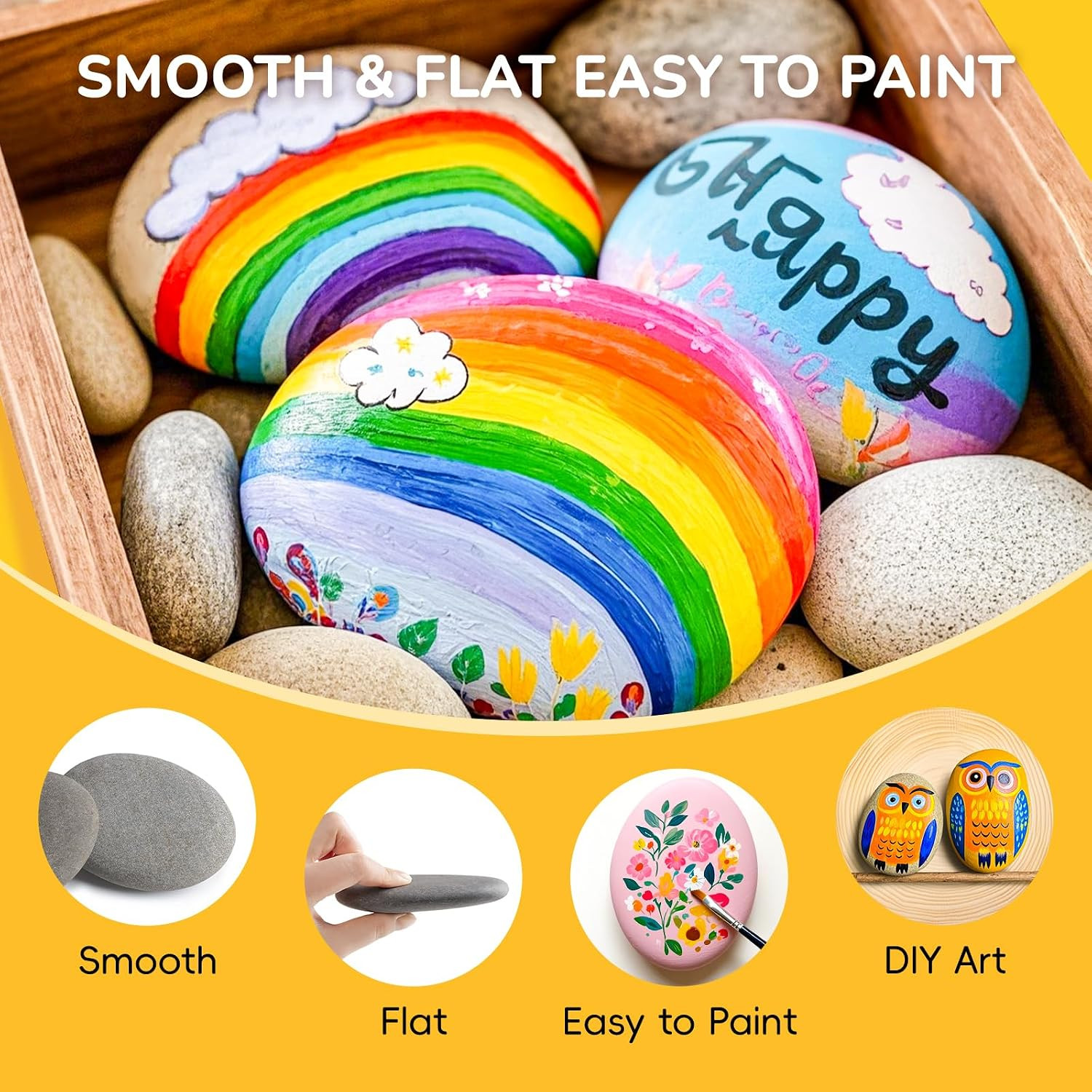 30 Pcs Extra Large 4-5 Inch Rocks for Painting, Flat Smooth River