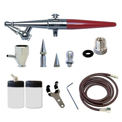 Airbrush Set Single Action Siphon Feed for Beginners 3 Head Sizes 6 Foot Hose