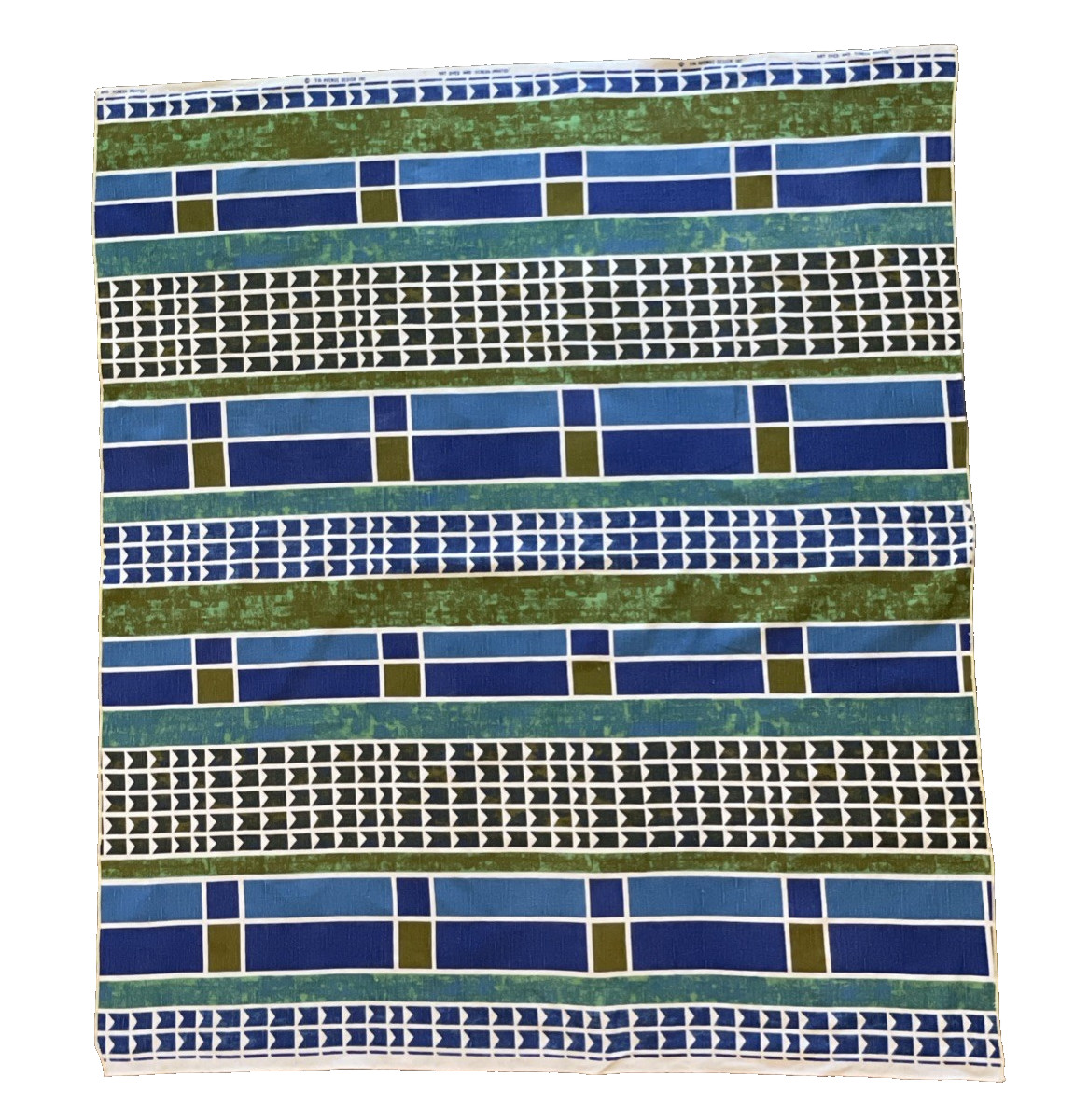 VTG 60s 5th Avenue Design Screen Printed Fabric Mid Century Modern 56 x 50 Blue