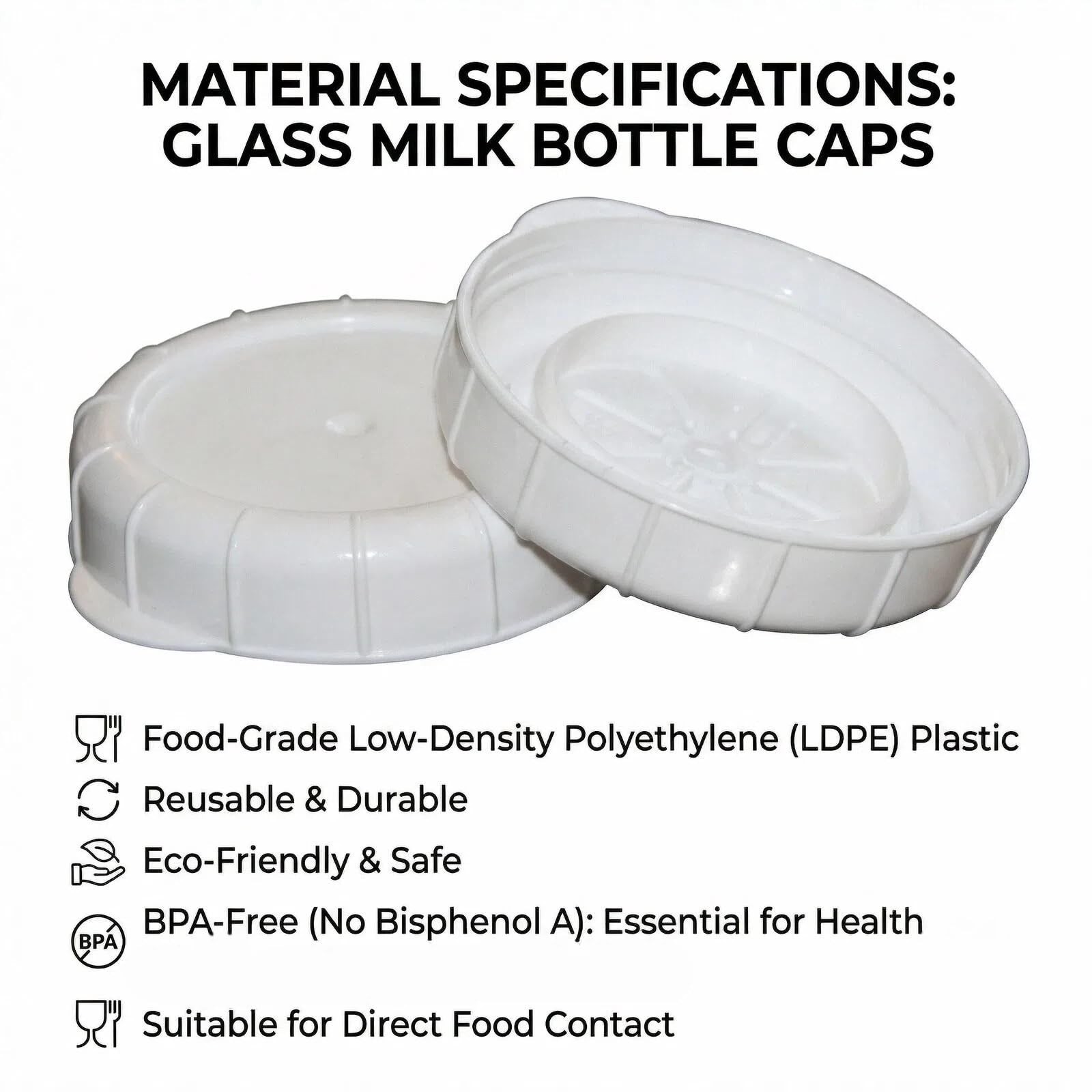 12 Pack Glass Milk Bottle Caps, 48mm (1.87 Inch) Snap-On Replacement Lids, BP…