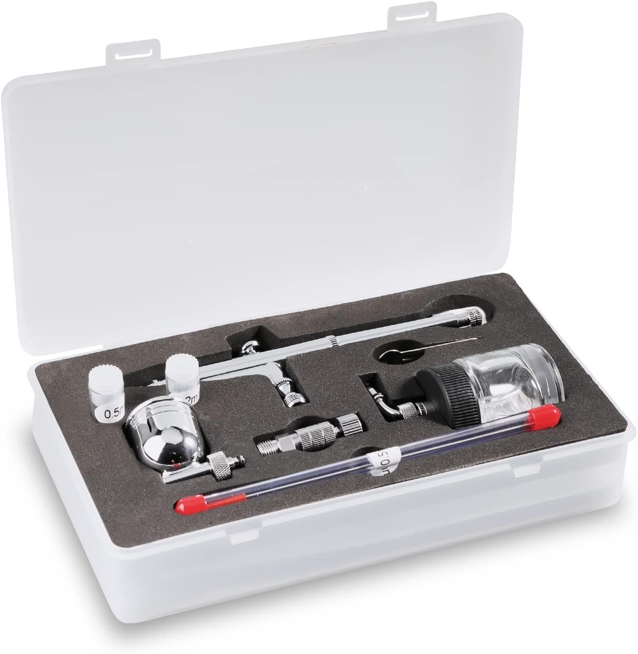 Airbrush Kit 0.3mm Dual-Action Side Feed Airbrush with a 1/3 oz. Gravity Flui…