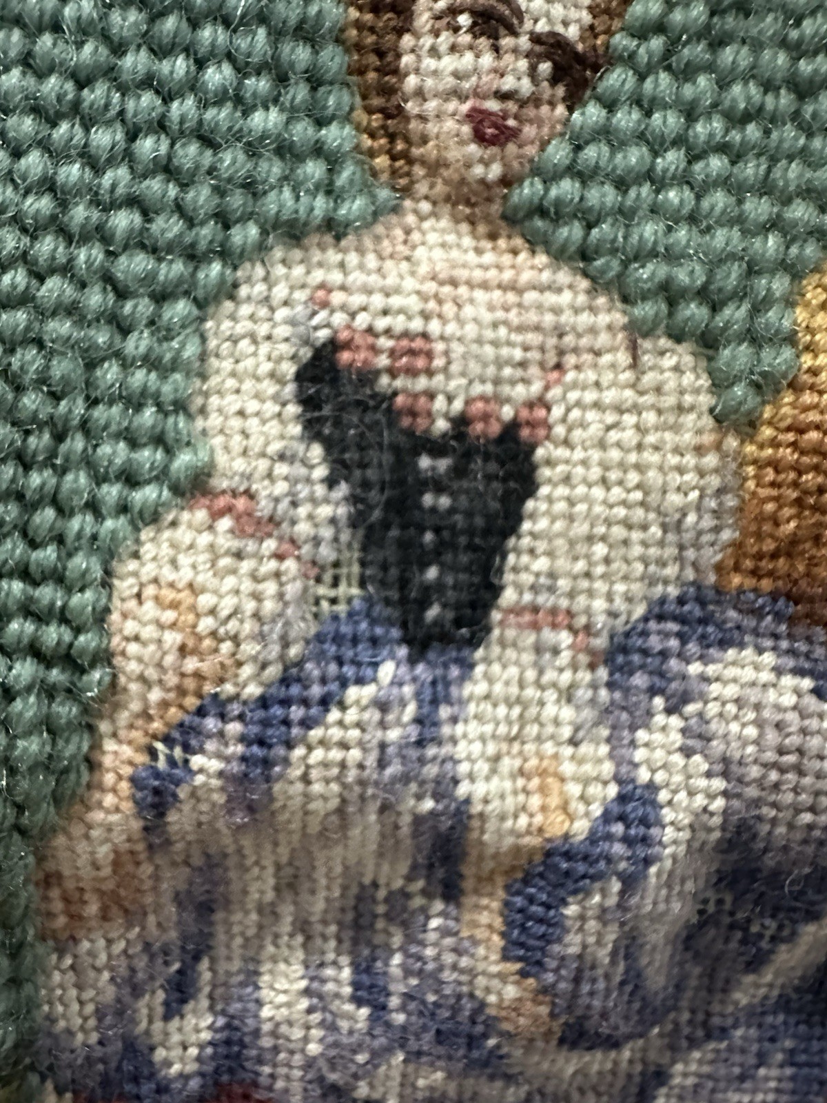 Jolles Austria Tram petit Needlepoint Tapestry Victorian Couple Blue floral