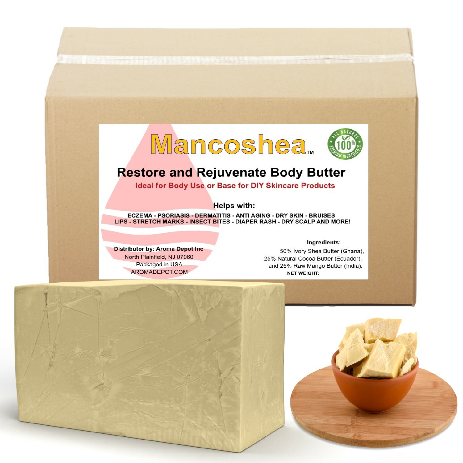 Mango, Raw Shea Butter, Kokum, Cocoa Butter 100% Natural Body Skin Hair Premium