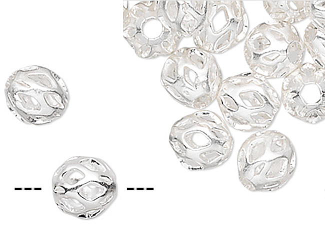 Bead, 100 Silver Plated Brass 4mm Cut Out Round Spacer Beads with 1mm Hole