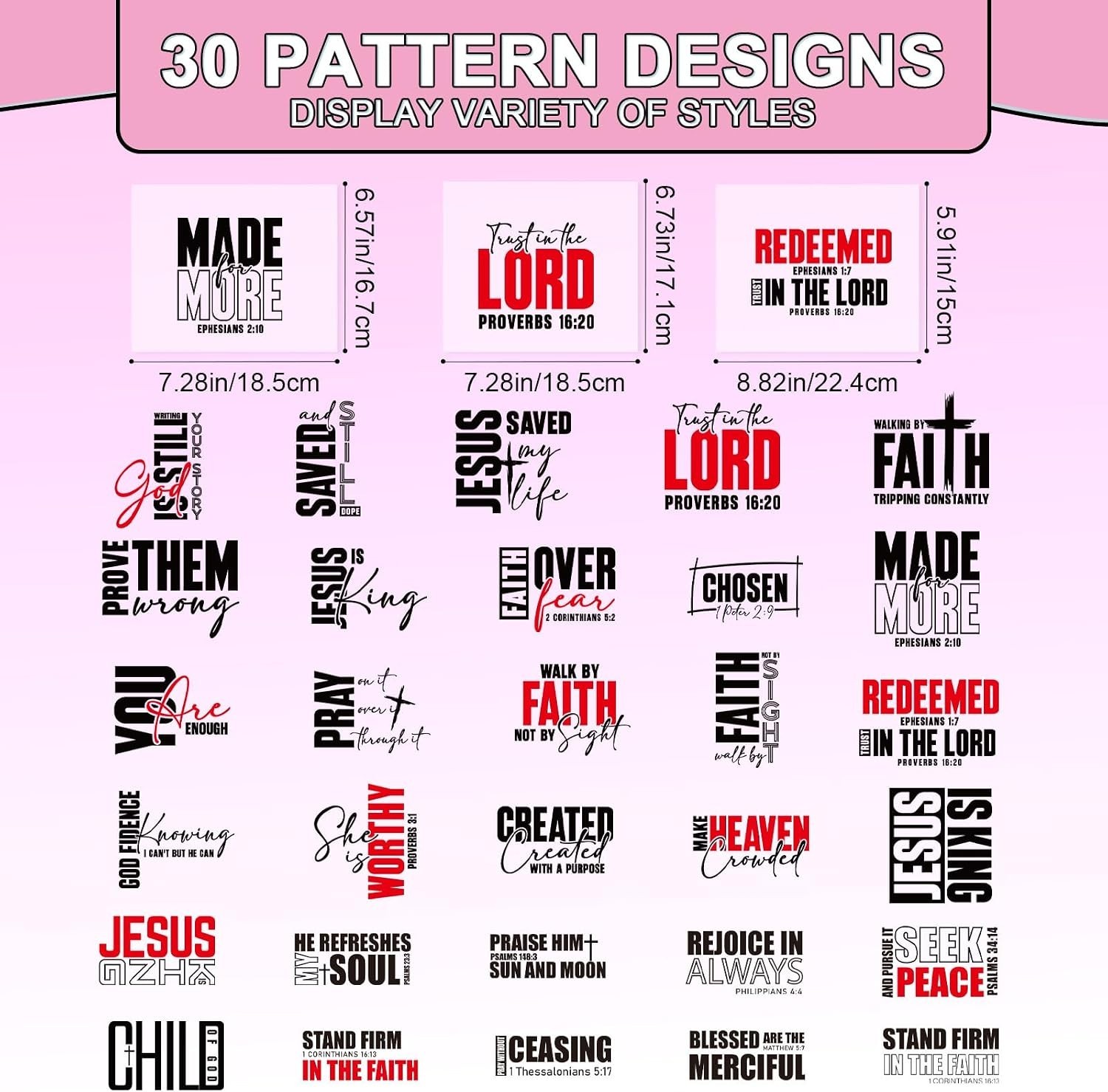 DIY Christian Bible Verse Transfers – 30 Pcs Iron-On Patches for Creative Crafts