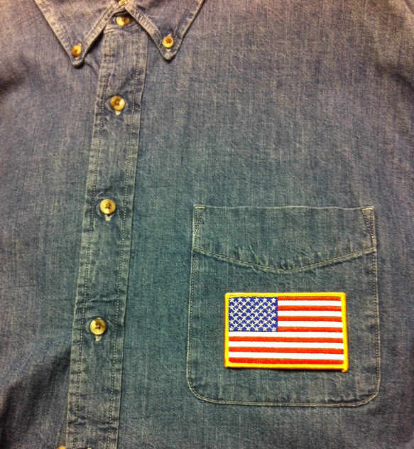 USA AMERICAN FLAG EMBROIDERED PATCH IRON-ON SEW-ON WHITE BORDER (3½ x 2¼”)