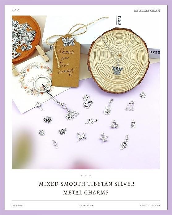 100pcs Tibetan Silver Charms Bulk Assorted Jewelry Making DIY Bracelet Pendant
