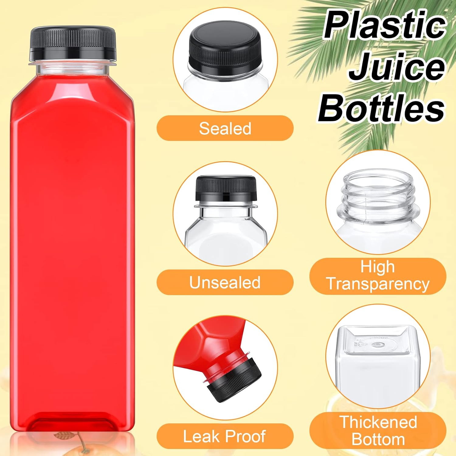 200 Pcs 8Oz Clear Plastic Juice Bottles with Caps – Reusable Drink Containers