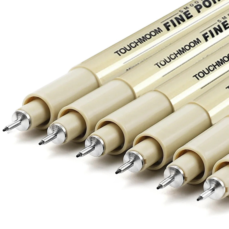 9pcs Fineliner Sketch Pen Set – Black Hook & Needle Tip Drawing Markers