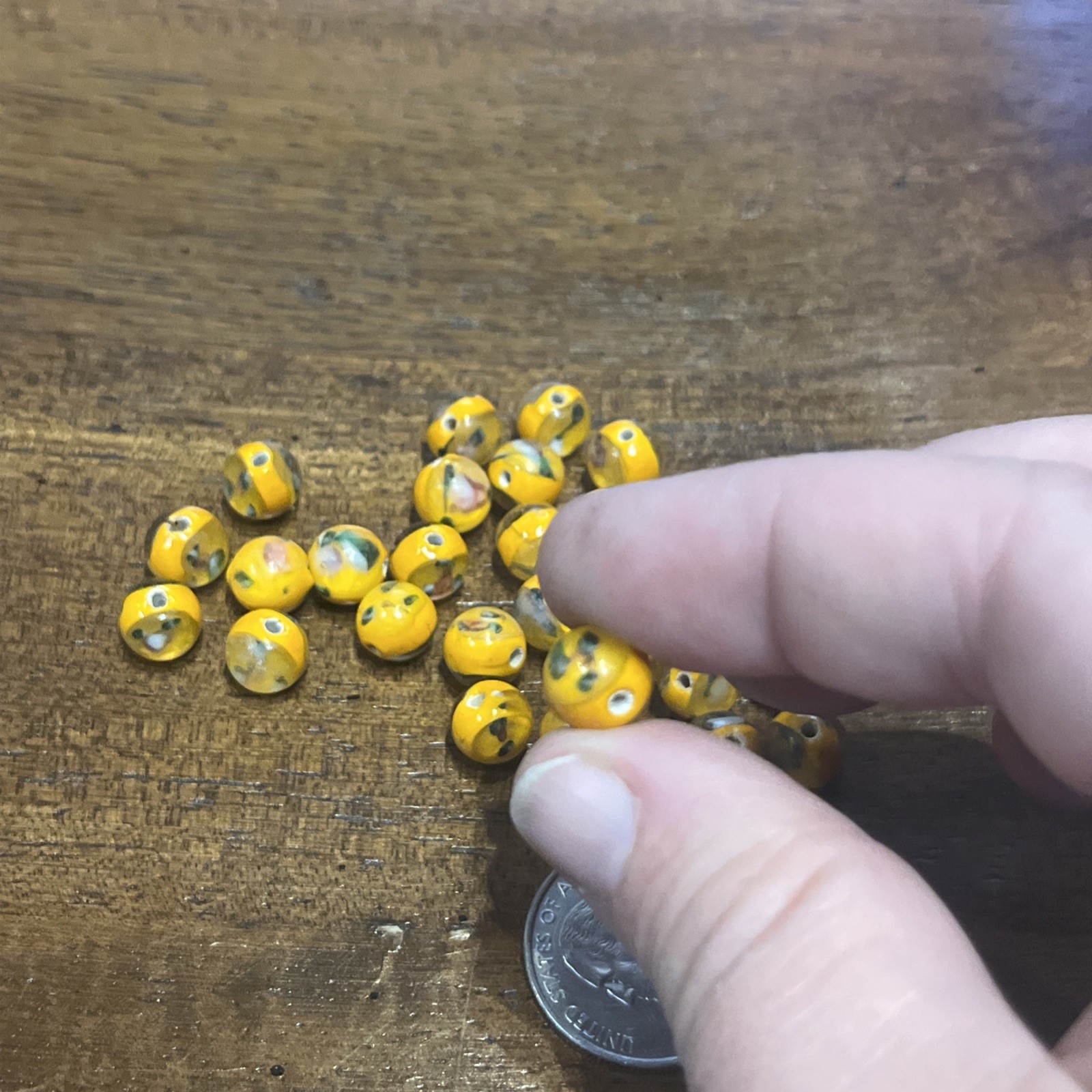 Vintage Lot Of Art Glass Lampwork Orange Japanese 1950s Beads Lot Of 25