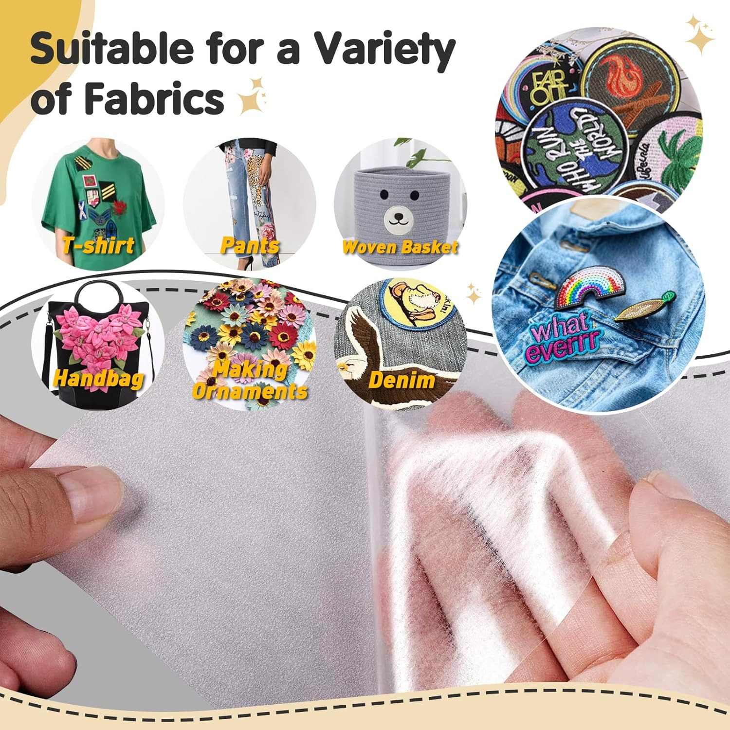 Iron On Adhesive Sheets 20PCS, Heavy Weight Double-Sided Heat Melt Fabric Glue S