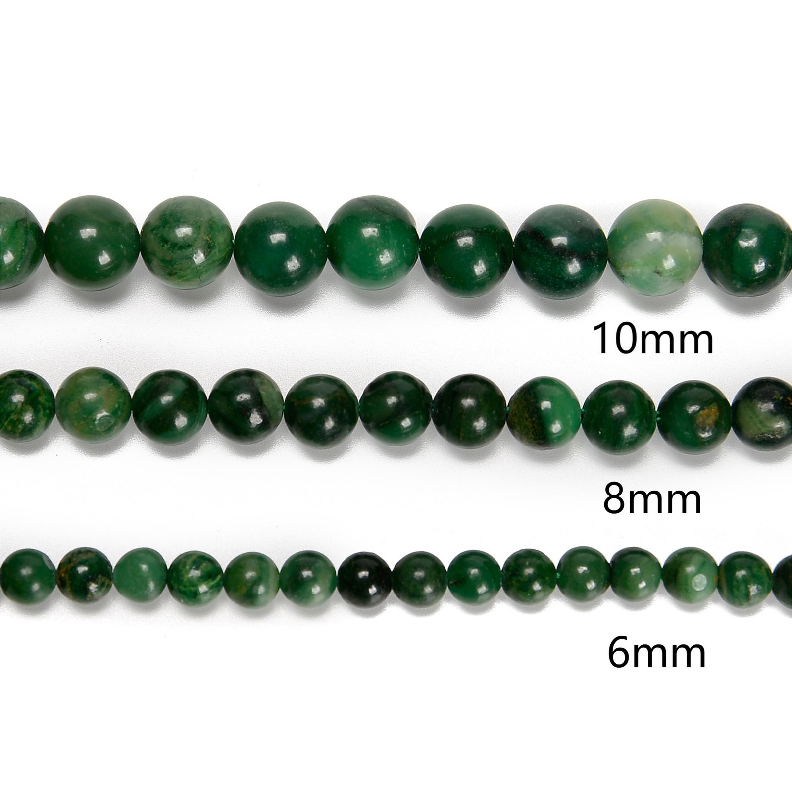 African Jade Smooth Round Beads 4mm 6mm 8mm 10mm 15.5″ Strand