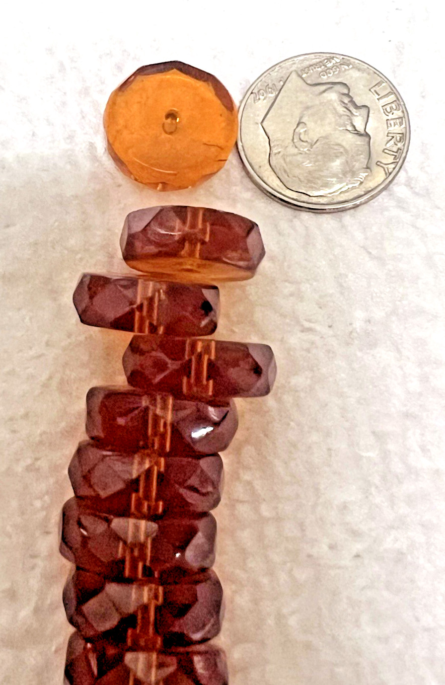15 Vintage Amber Glass Bead Sliced 1/2 W 3/8 T Spacer Beads