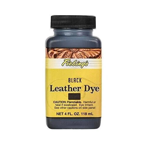 Fiebing’s Leather Dye Black 4 oz. with Applicator for Shoes Boots Bags Brand NEW